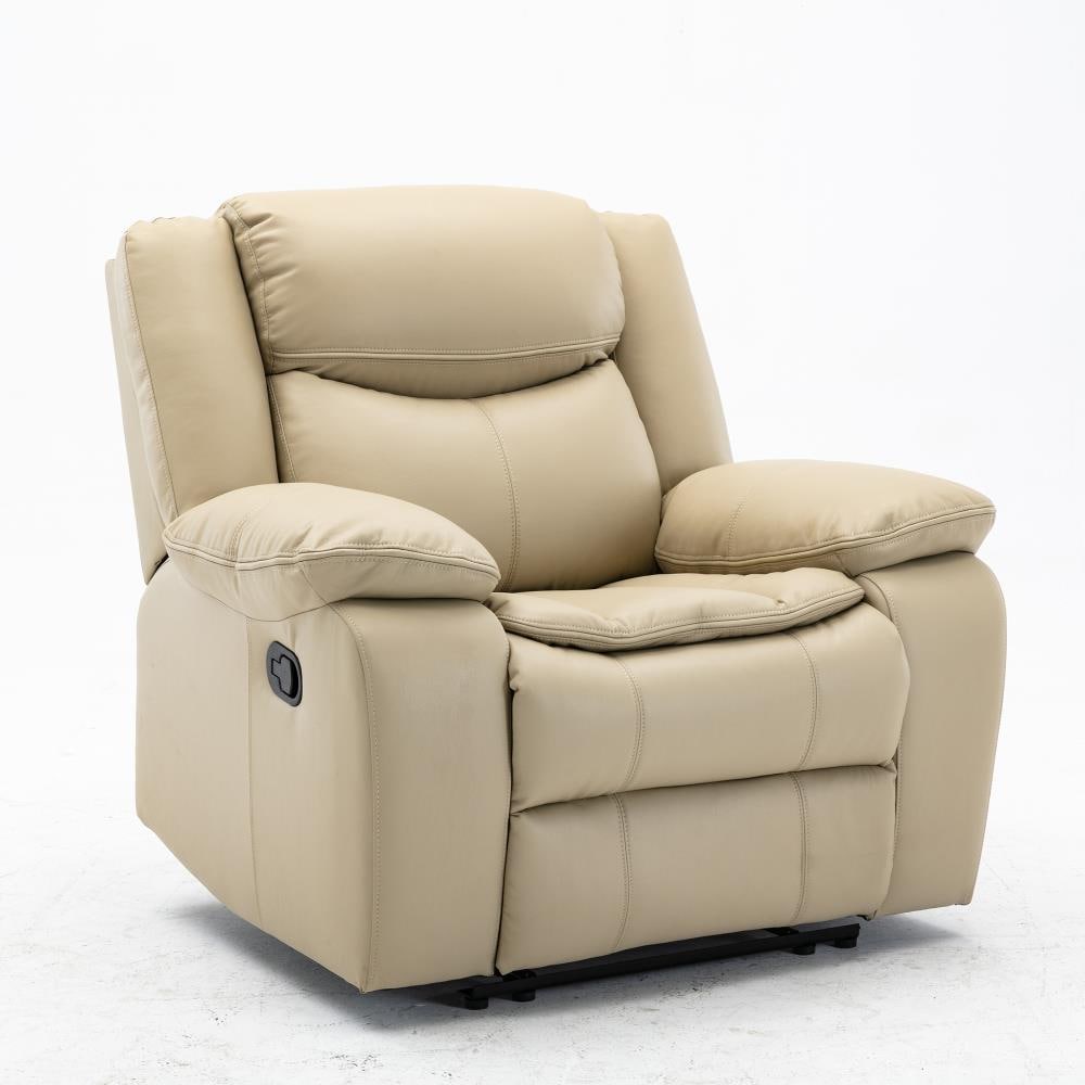 CASAINC Manual reclining sofa set Modern 3-Piece Faux Leather Cream ...