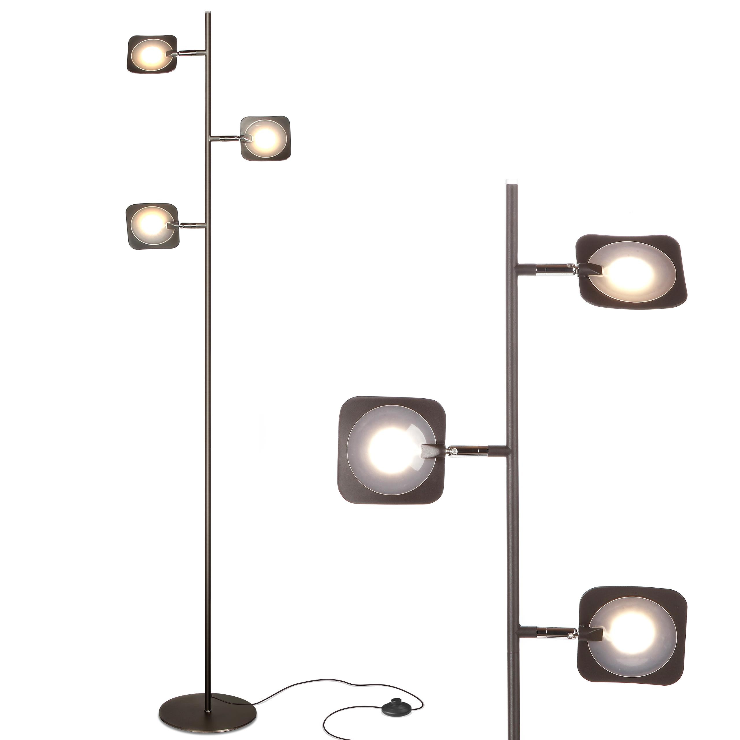 Bronze Touch-Sensitive 60" LED Floor Lamp with 3 Adjustable Heads