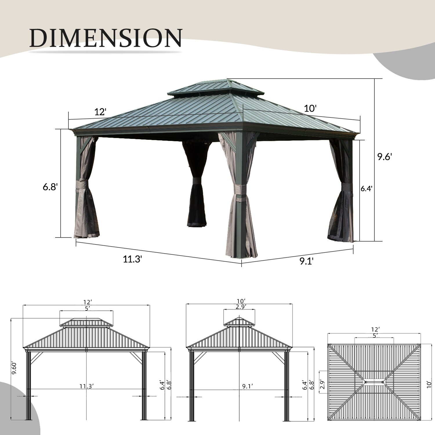 ToolCat LS2-46-HW Wood-Resin-Gazebos - View #7