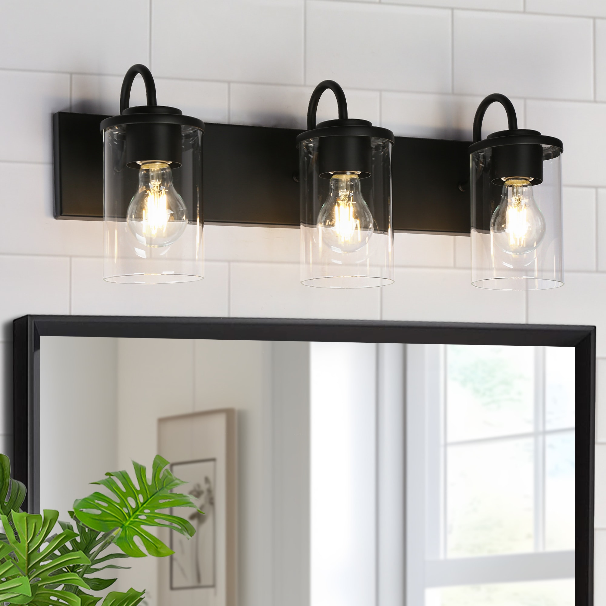 LNC BBVBJBLWS514899 Clytaemnestric 21.7-in 3 -Light Matte Black Farmhouse Vanity light bar