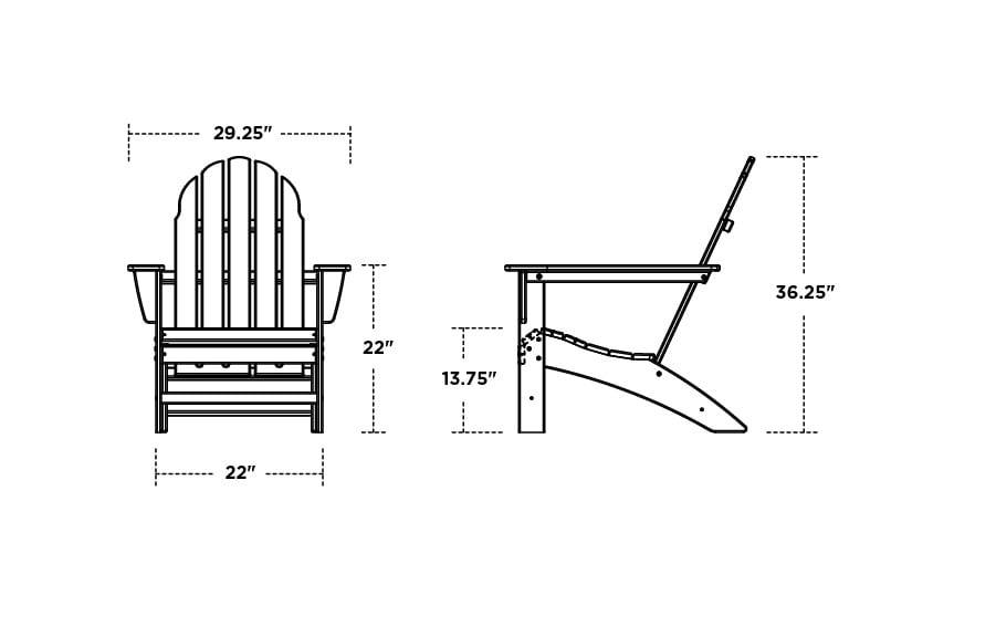 dimensions of an adirondack chair