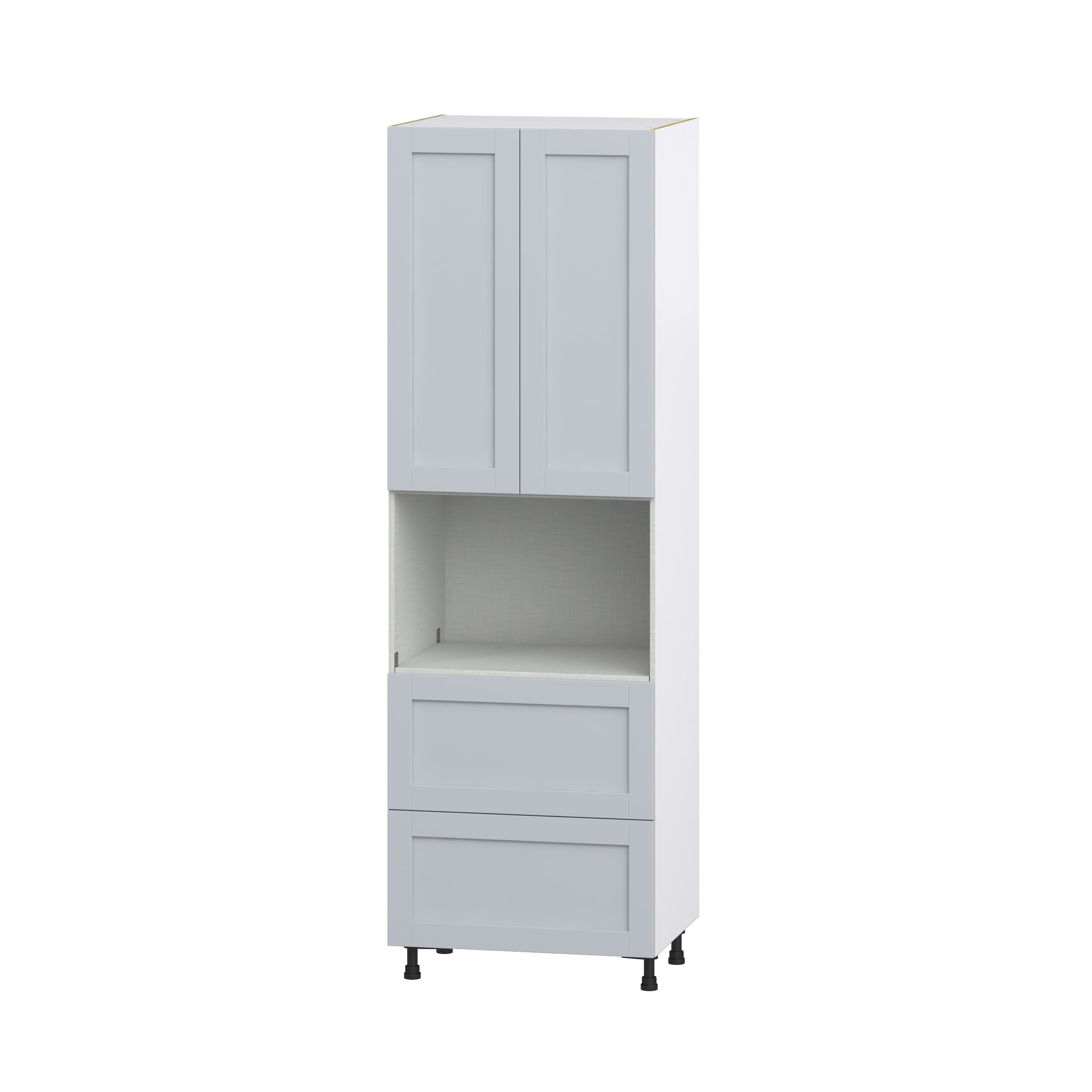 Hugo&Borg DSTM2D3094.5-CH Charlesberg 30-in W x 94.5-in H x 24-in D Light Gray 2 -Drawers Microwave Pantry Fully assembled Cabinet (Recessed Panel Shaker)