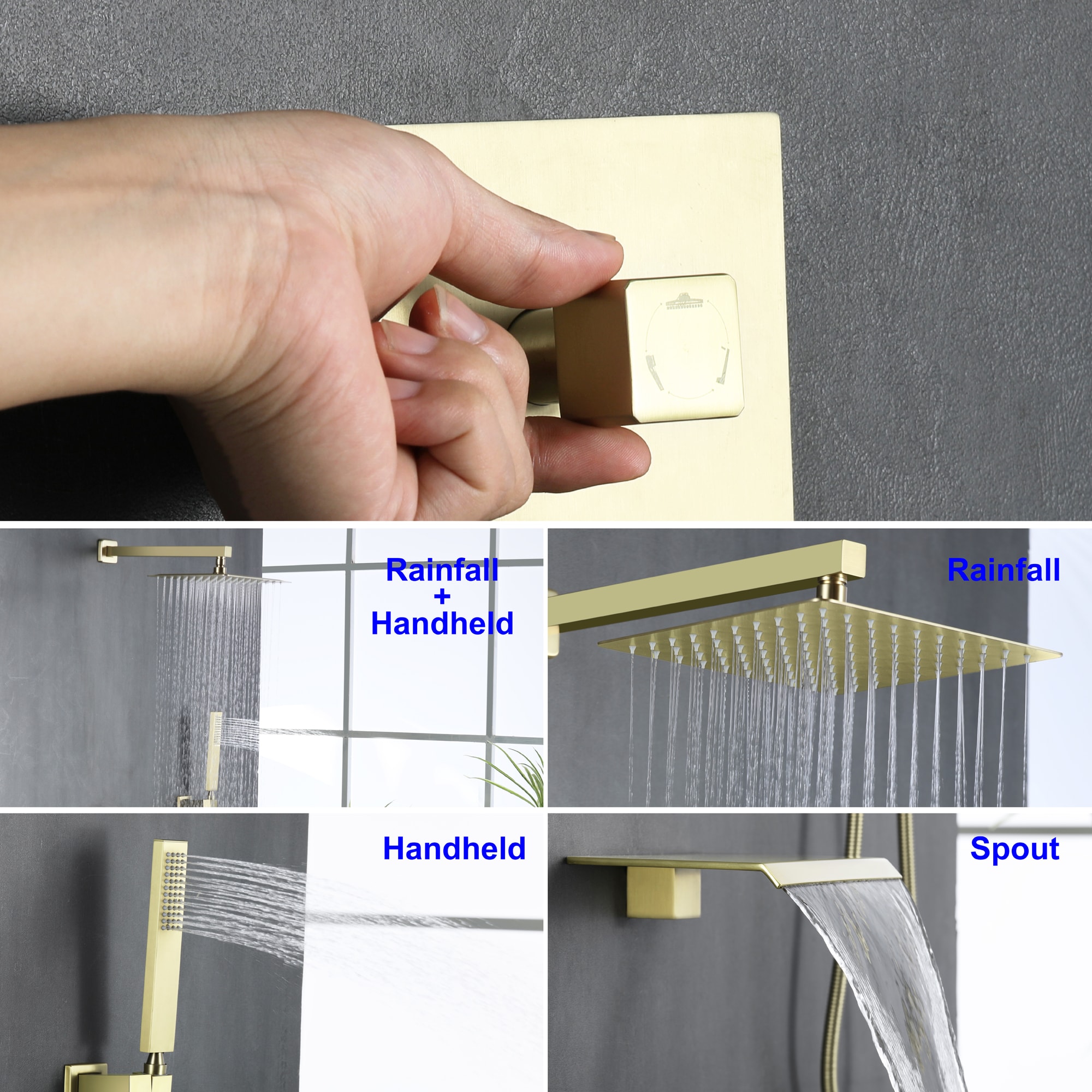 WELLFOR SPA-88018BG-10 Showerhead-Bar-Panels - View #4