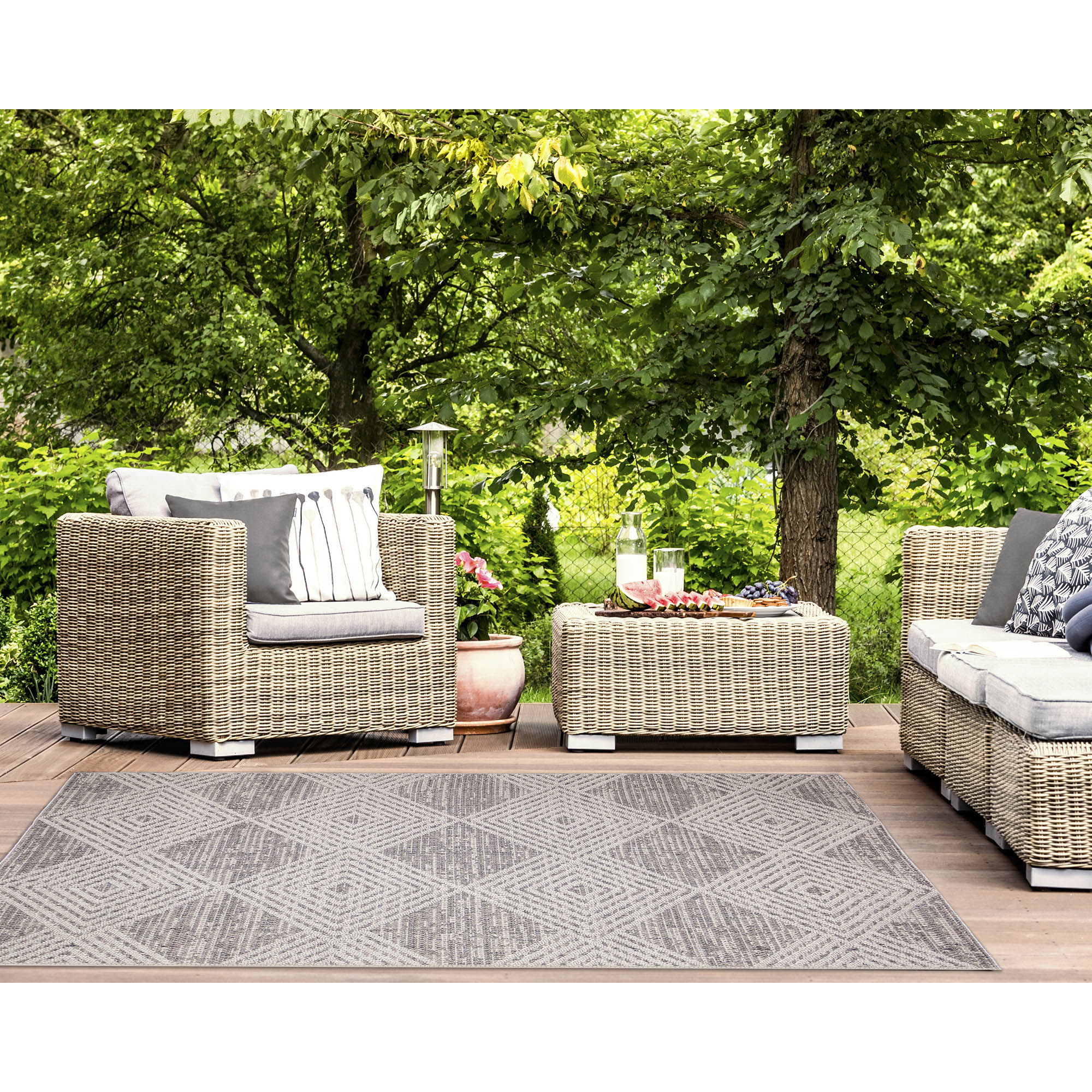 Liora Manne CYNR8937347 Canyon 2 x 8 (ft) Loomed Polypropylene Charcoal Rectangular Indoor/Outdoor Floral/Botanical Tropical Runner rug