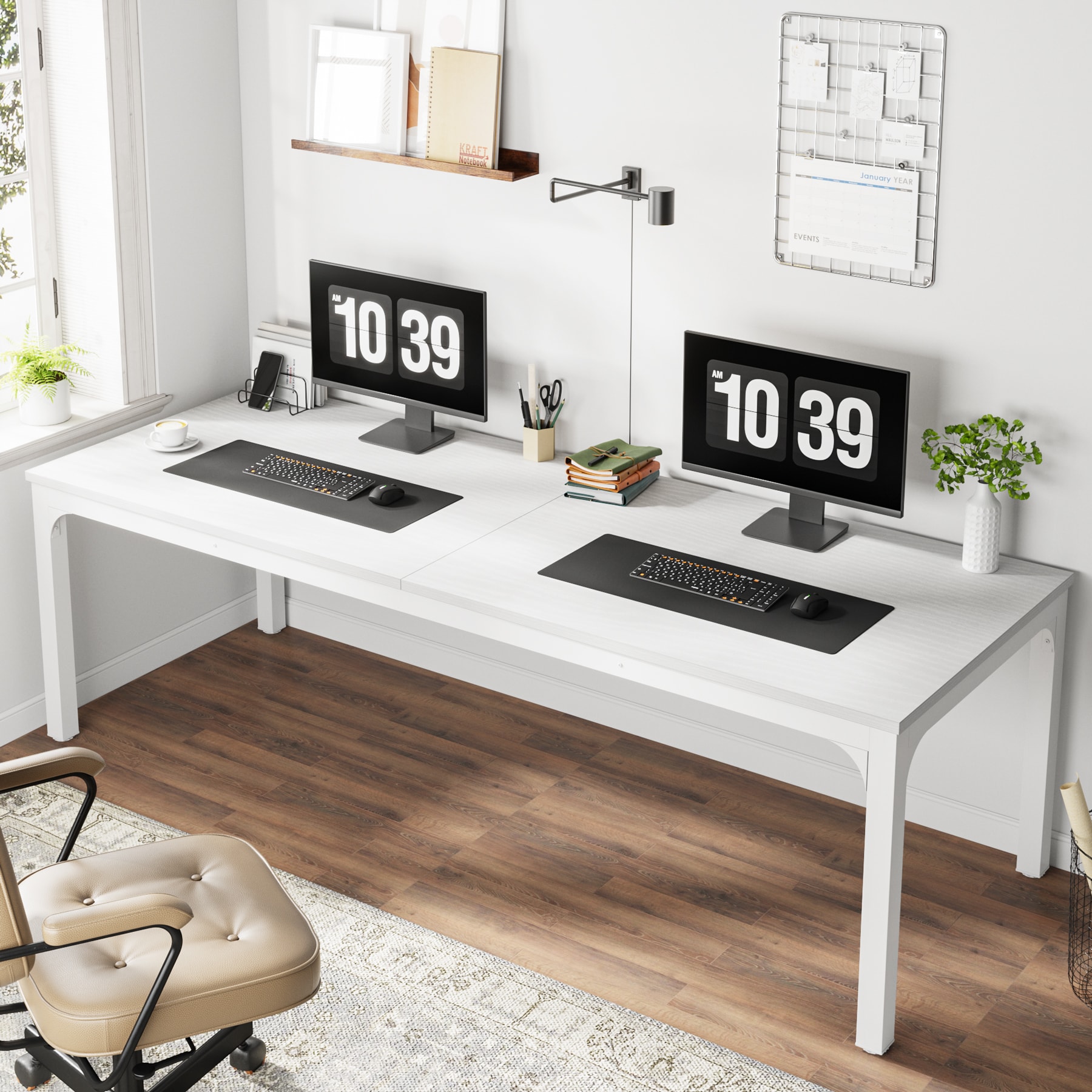 Tribesigns LWFD-YS0097 Office Conference Table White 2 -Person Conference table ( 78.74-in W x 29.52-in H )