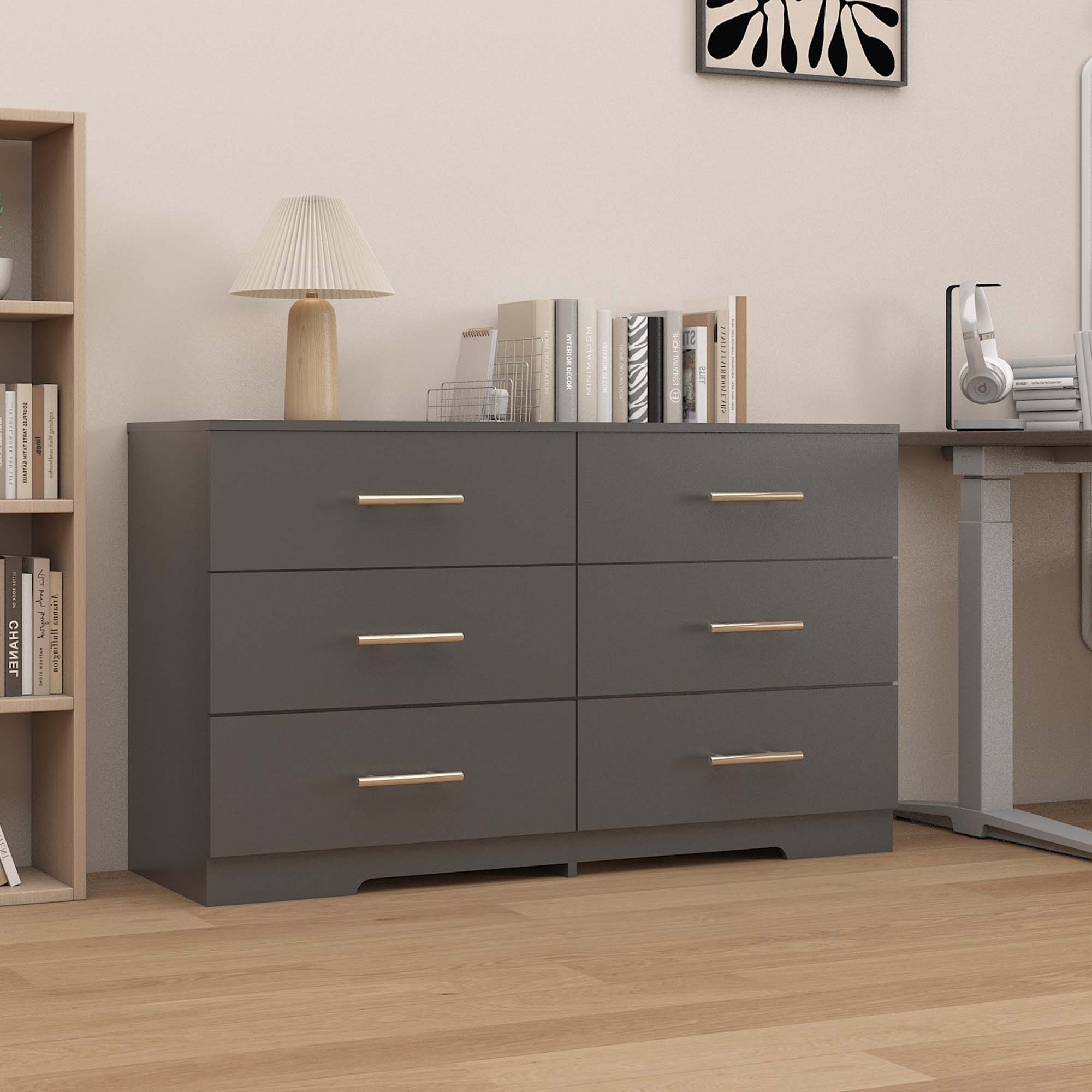 Fun Orange FUN25DR10 Bedroom Dresser Black 6 -Drawer Standard dresser