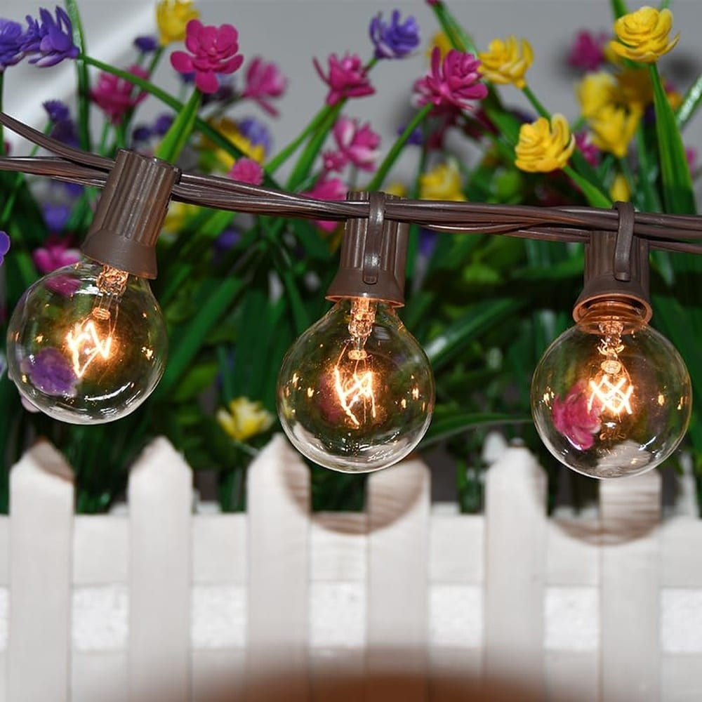 Misopily  25Ft Globe String Lights 27 Clear G40 Bulbs 5W E12 Base Connectable Indoor Outdoor Patio Garden Party Cafe Lighting 1 Pack