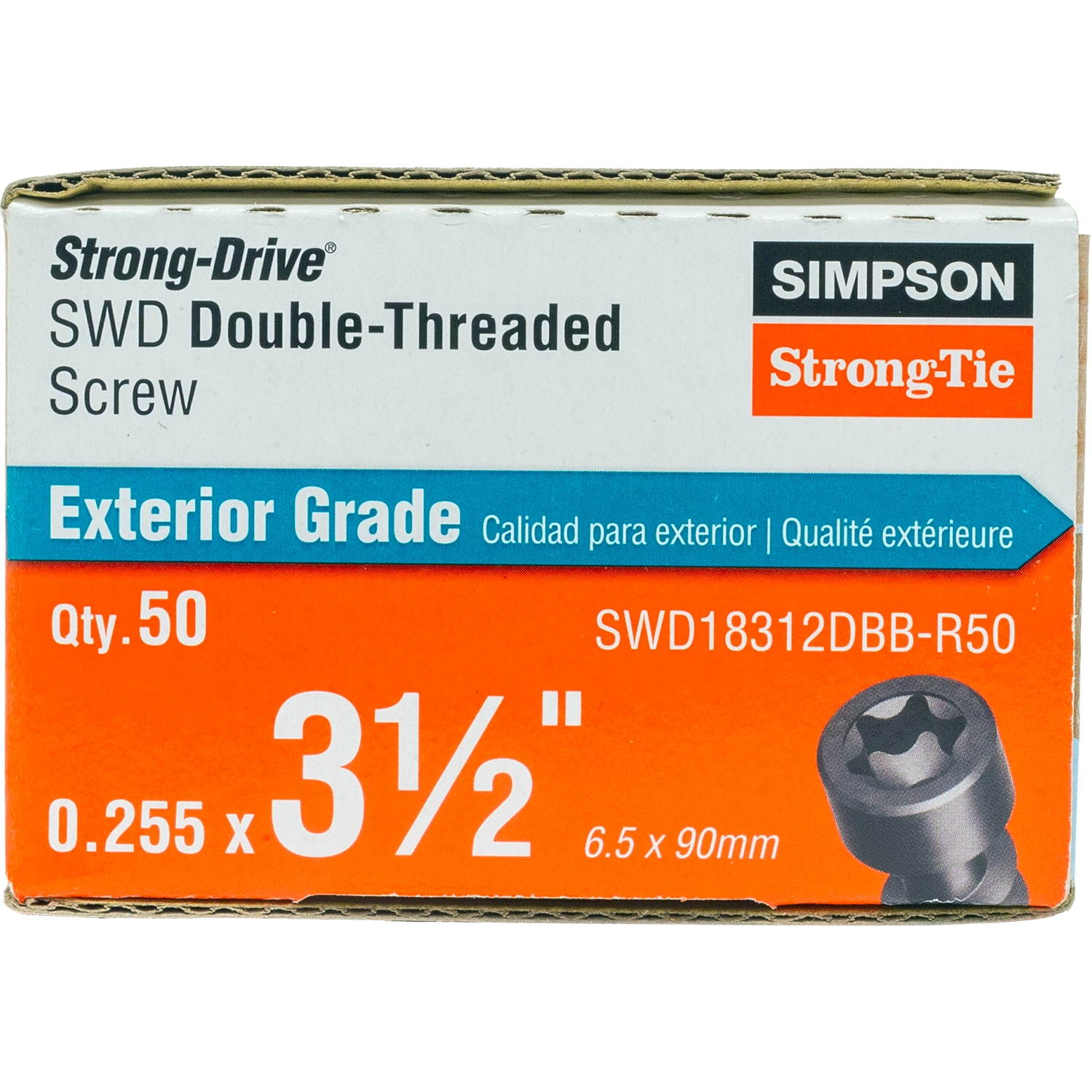 Simpson Strong-Tie SWD18312DBB-R50 Strong-Drive SWD 3-1/2-in Double-barrier Exterior Wood screws ( 50 -Per Box )