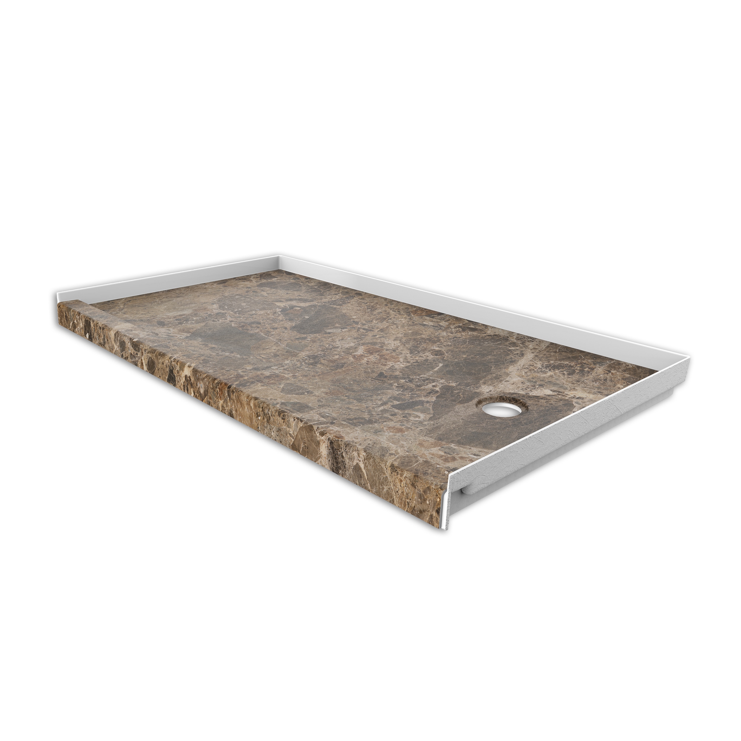FlexStone FLXSBR6032BP 32-in W x 60-in L Breccia Paradiso Single Threshold Rectangle Shower pan base with 2.625-in H Threshold (Right Drain)