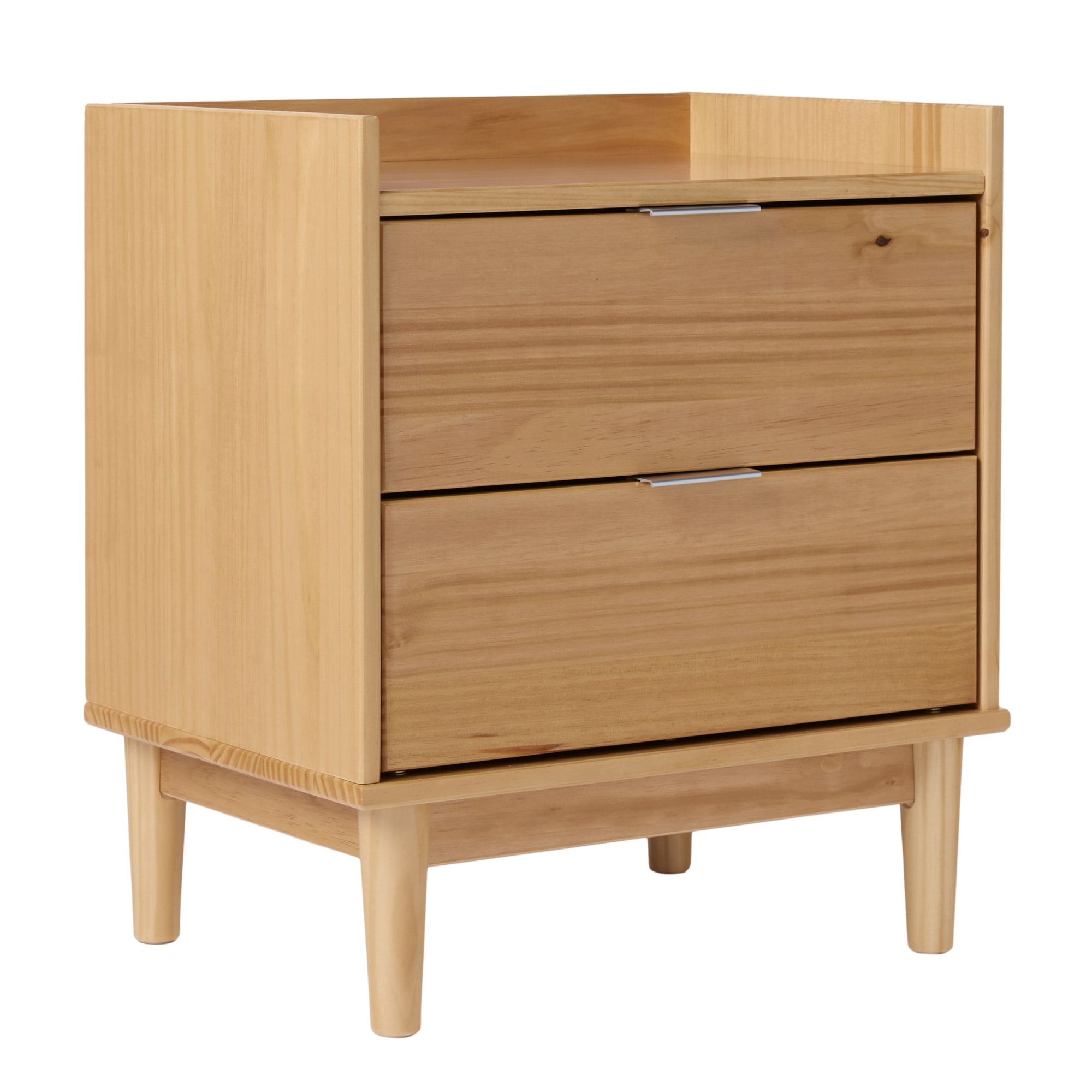 LOVMOR SF-M-B185P168914 MidCentury Modern 2Drawer Solid Wood Nightstand Natural Pine
