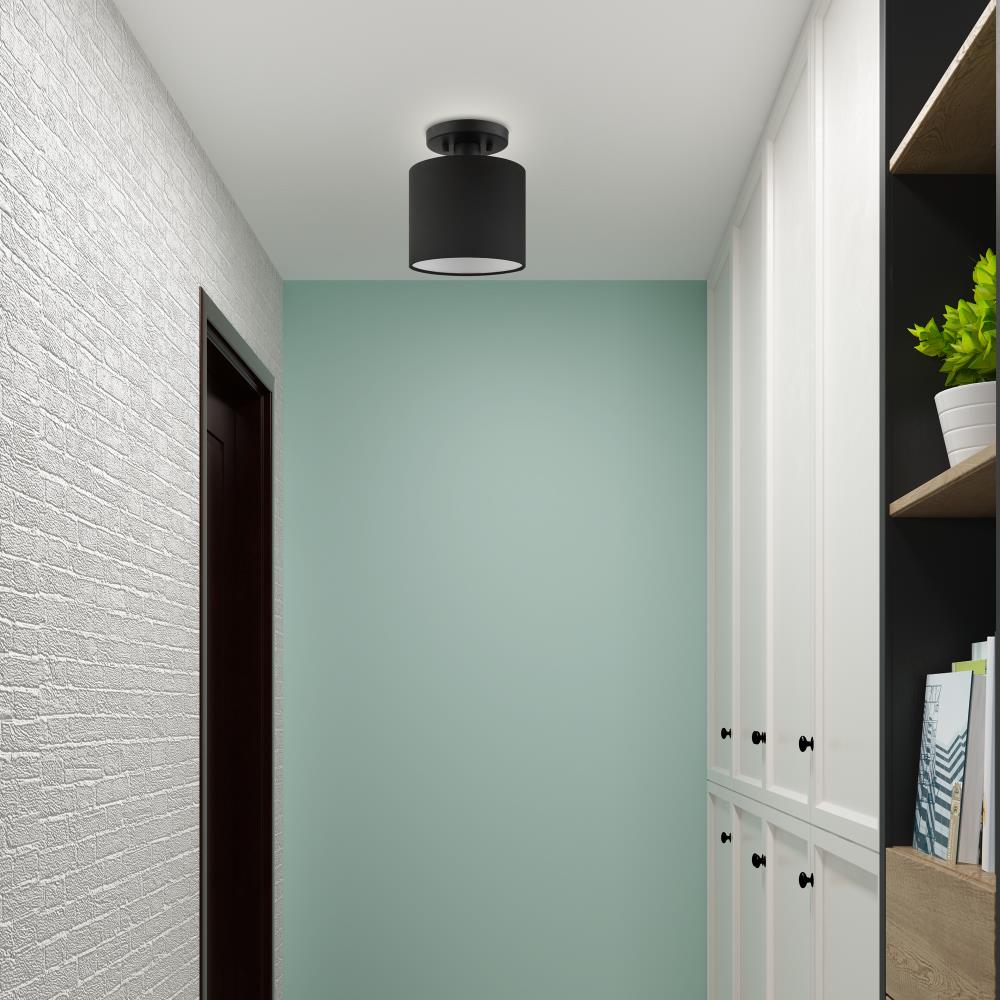 Bainbridge Modern White Drum LED Semi-Flush Mount Light