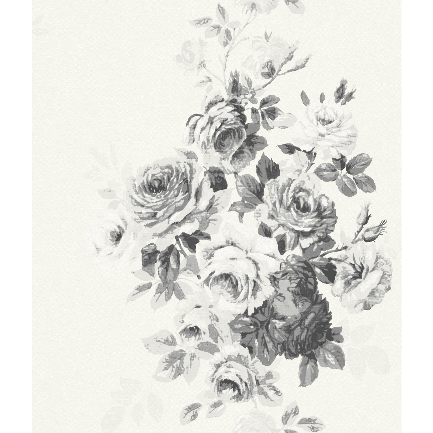 Magnolia Home ME1534 56-sq ft Black/White On White Paper Floral Prepasted Soak and Hang Wallpaper