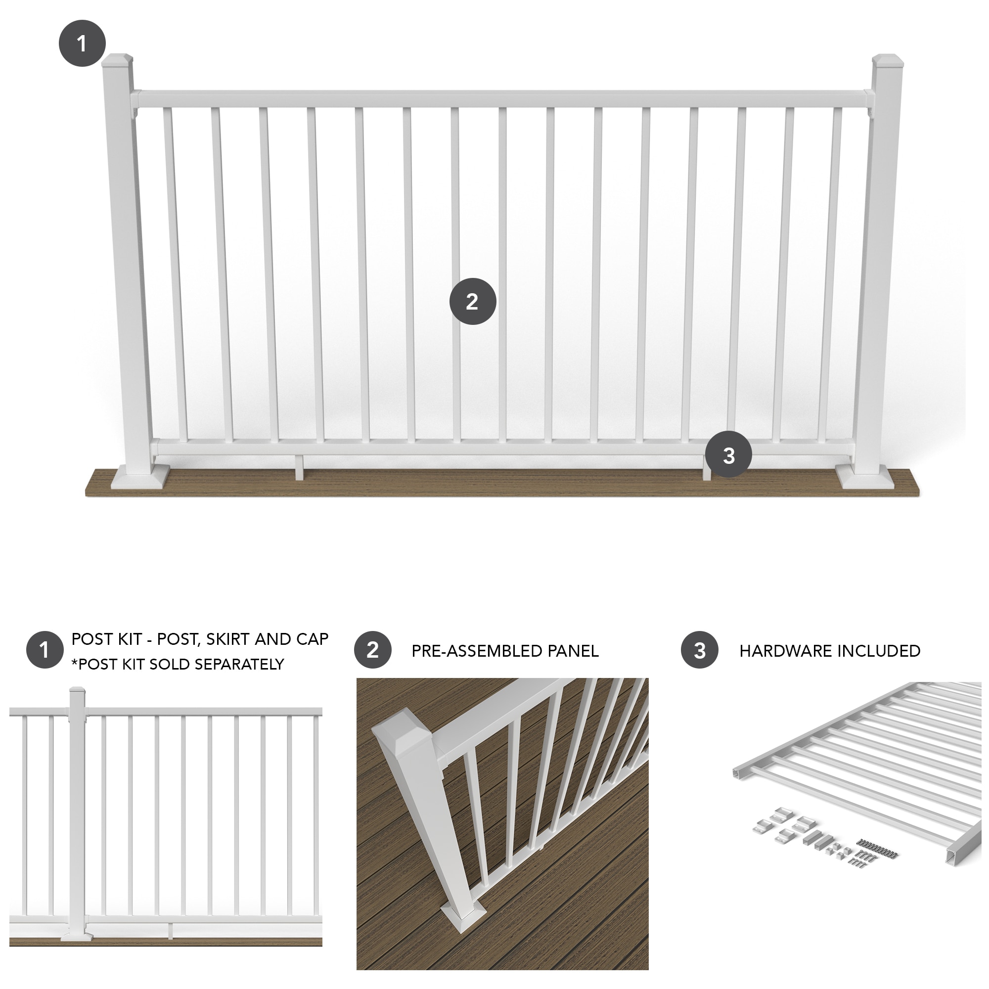 Deckorators Pre Assembled Aluminum 6 Feet X 42 Inches Textured White Aluminum Deck Rail Kit In 1247