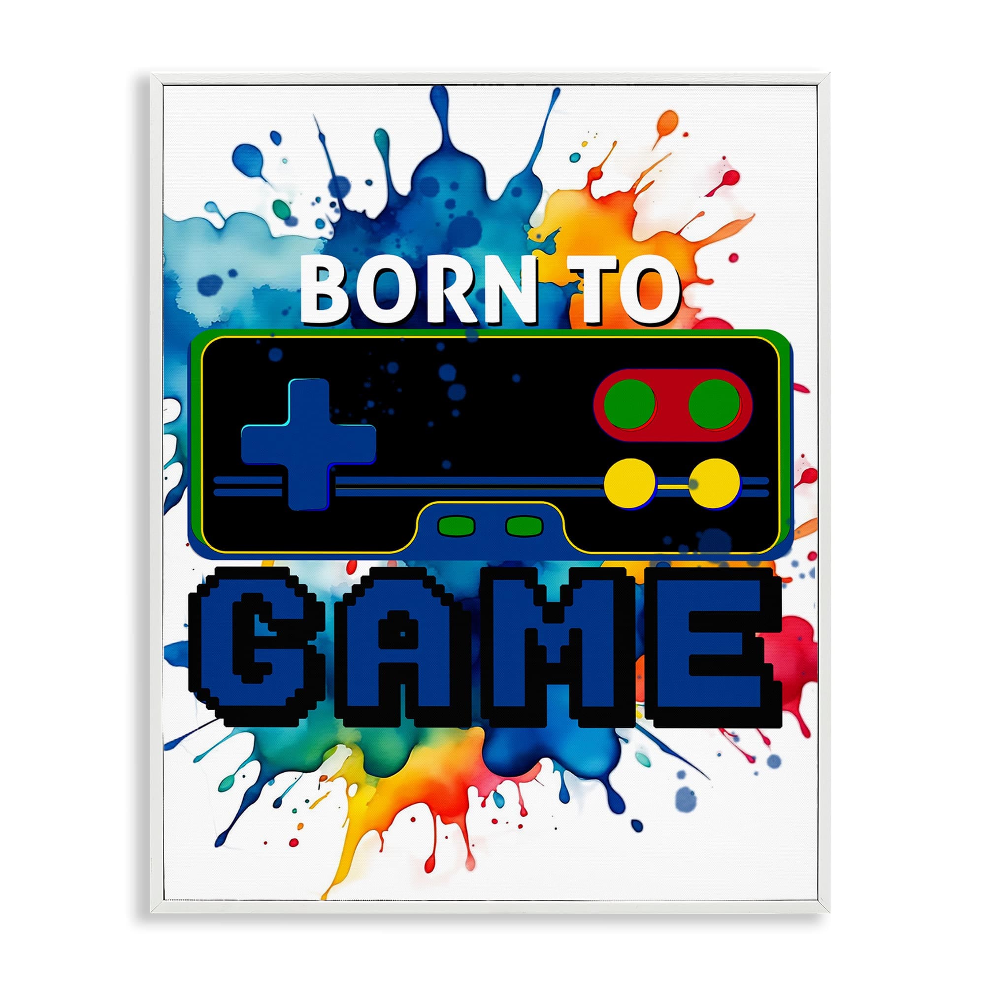 Stupell Industries BS-048-WFR-11X14 Born to Game Splash White Framed Giclee Art By Kim Allen 11 x 14