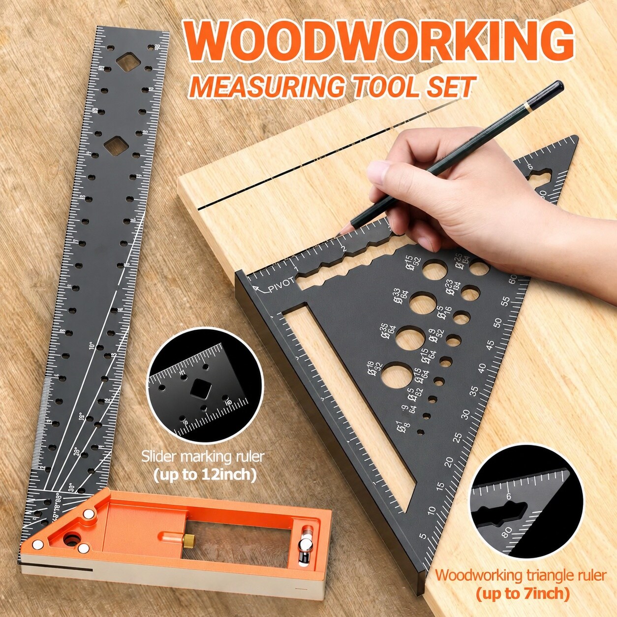 Ahfiwaso Carpenter Square Set with 7 inch Rafter Square and 12 inch ...