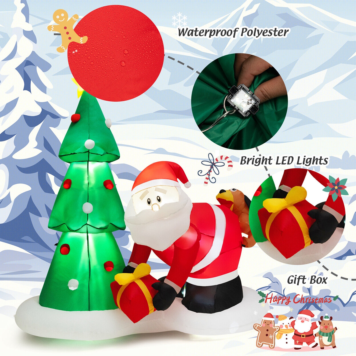 WELLFOR 7-ft Lighted Christmas Tree(s) Christmas Inflatable in the ...