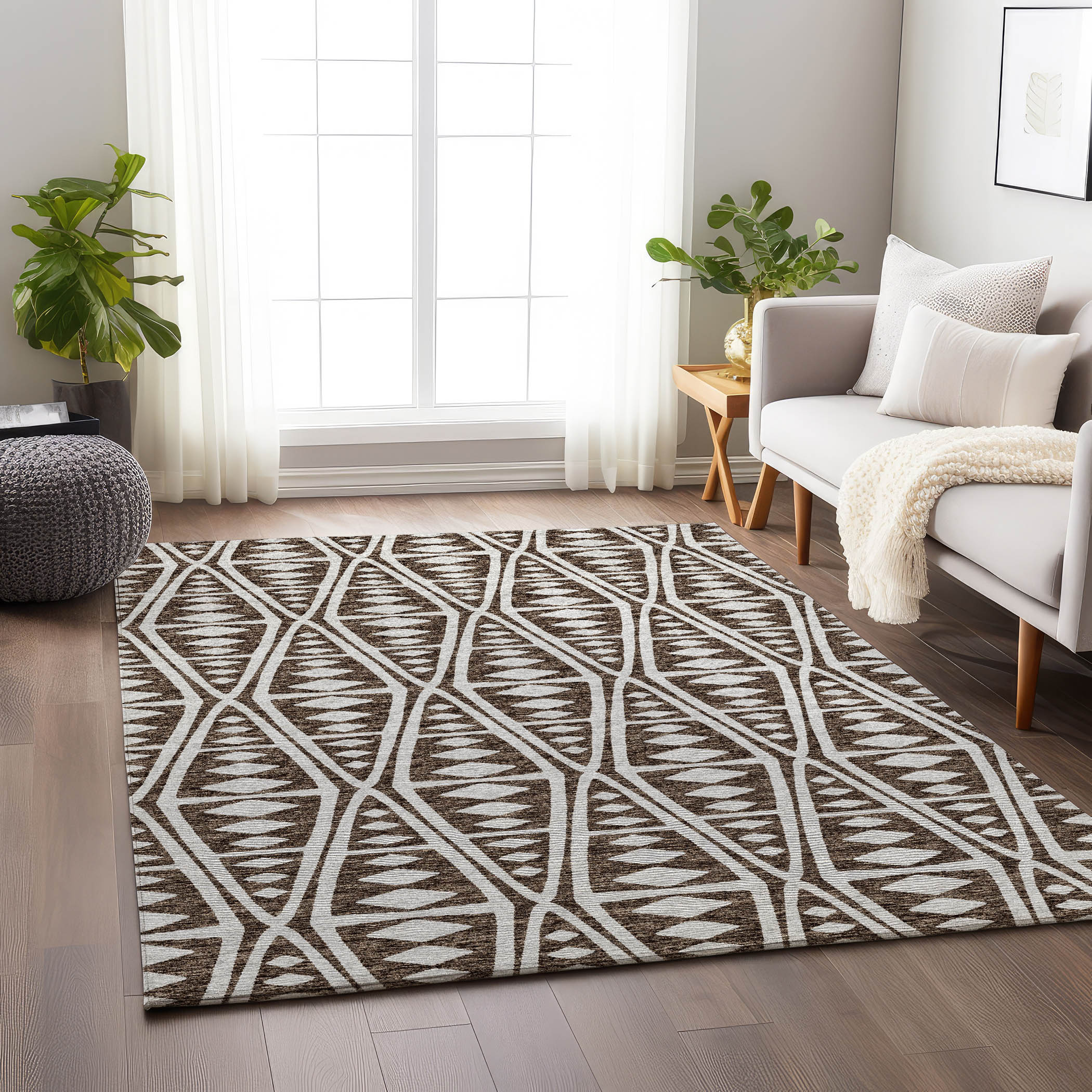 Addison Rugs AMF112BR5X8 Mayfield AMF112BR 5 x 7 (ft) Loomed Polyester Brown Rectangular Indoor Abstract Machine washable Area rug