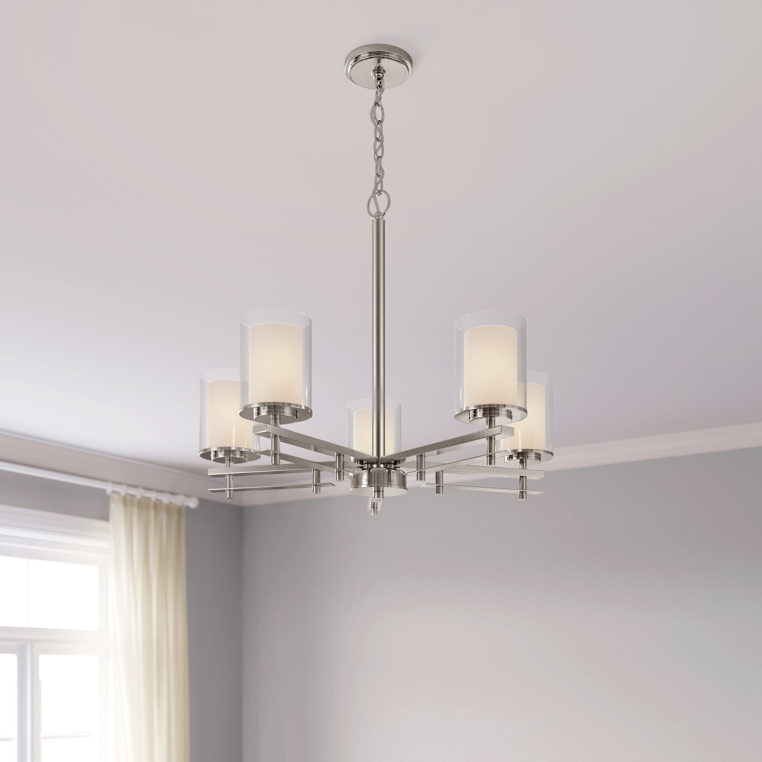 Millennium Lighting Huderson 5 -Light Brushed Nickel Clear glass Metal Chandelier