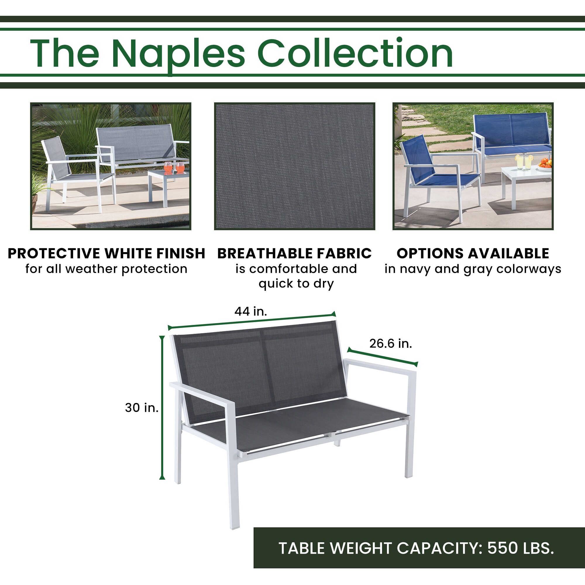 Hanover NAPLES4PC-WG Patio-Conversation-Sets - View #5