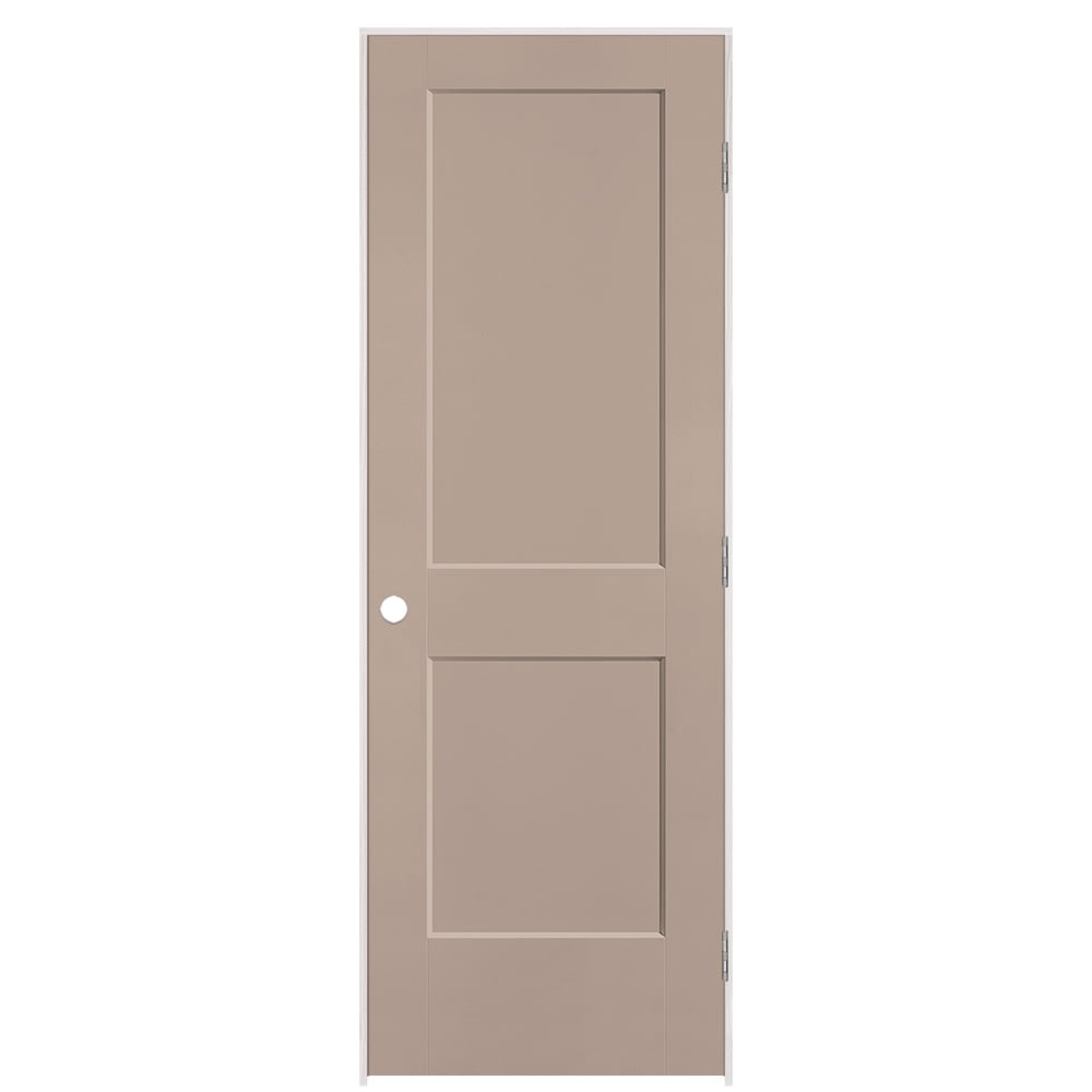 Masonite 895986 28-in x 80-in Sand Piper Solid core 2-panel square Left hand Smooth Prefinished Molded composite Flat Jamb Single Prehung Interior Door