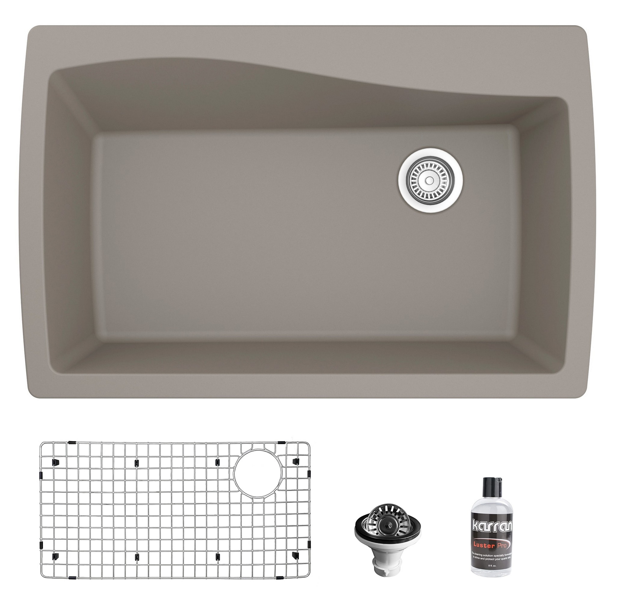 Karran QT-722-CN-PK1 Dual-mount 34-in x 22-in Quartz Single bowl 1-Hole Kitchen Sink