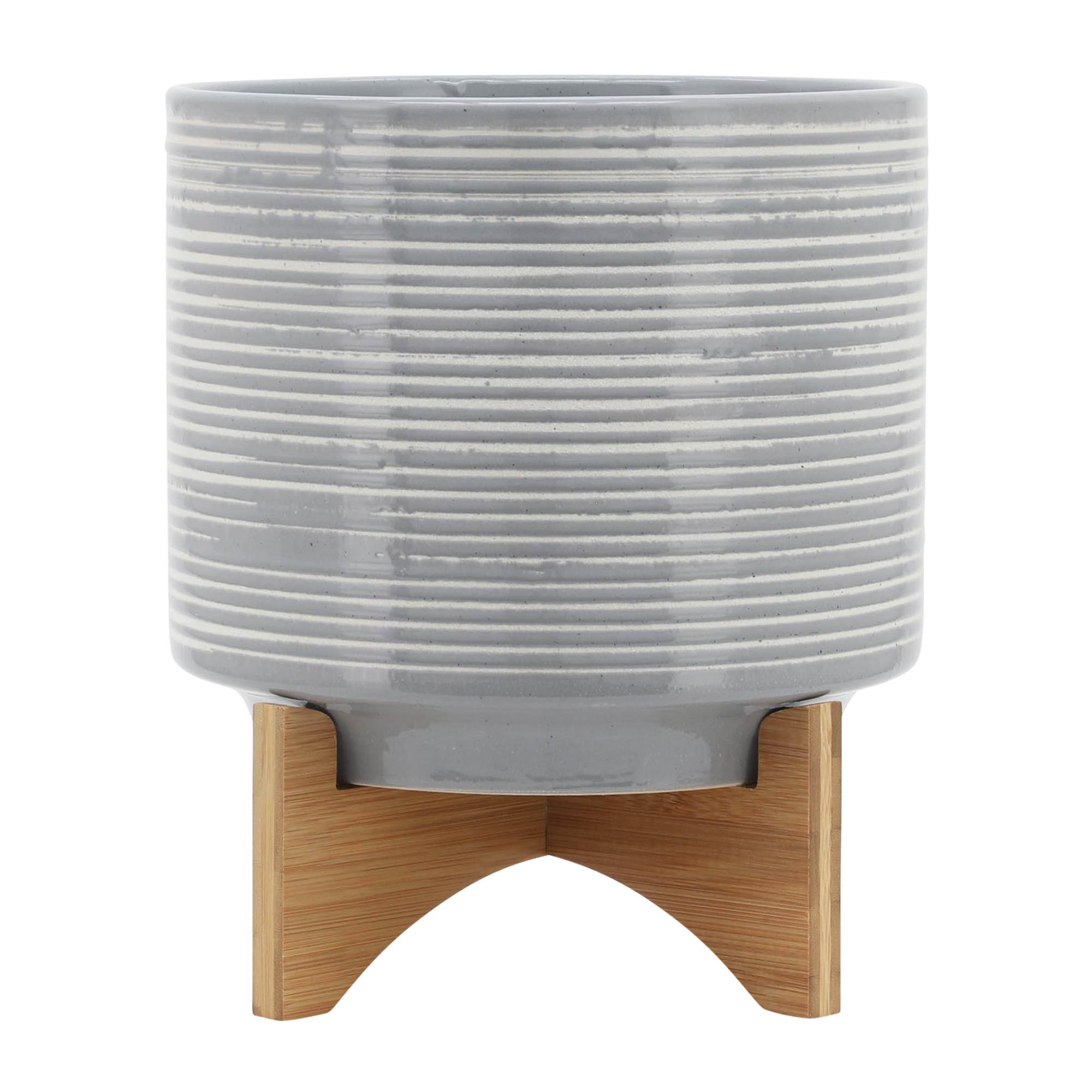 Miki Shinly JJ-6805-36SH Round 9.75-in W Medium Gray Ceramic Indoor/Outdoor Planter