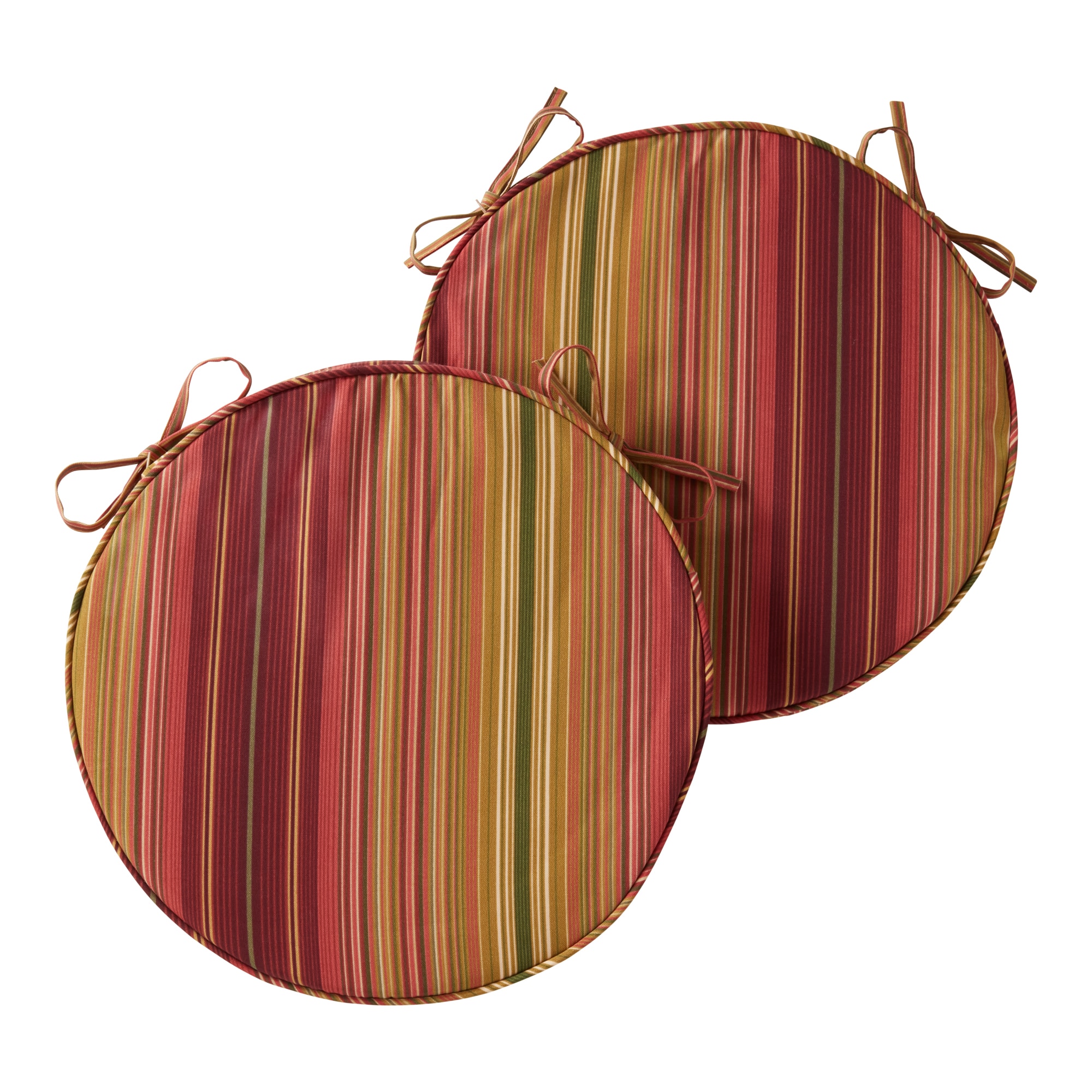 Greendale Home Fashions OP1150S2-KINNABARI Round Outdoor 18-in x 18-in 2 -Piece Kinnabari Patio chair cushion