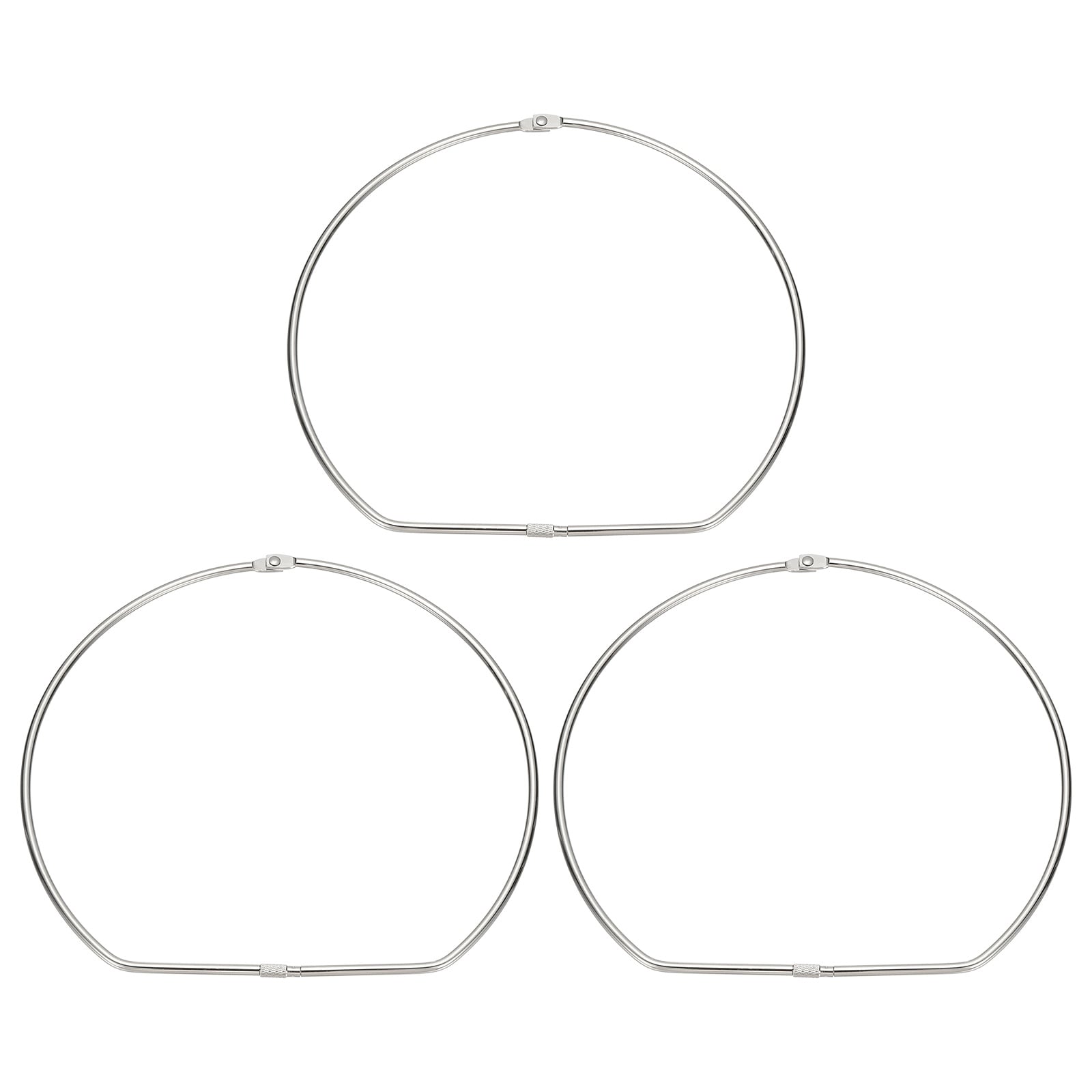 PATIKIL Loose Leaf Binder Rings 10 Inch 3pcs Metal Book Binding Rings D-Shaped with Nickel Plated Key Ring for Index Cards Paper Photos Files DIY Crafts Home Office Silver