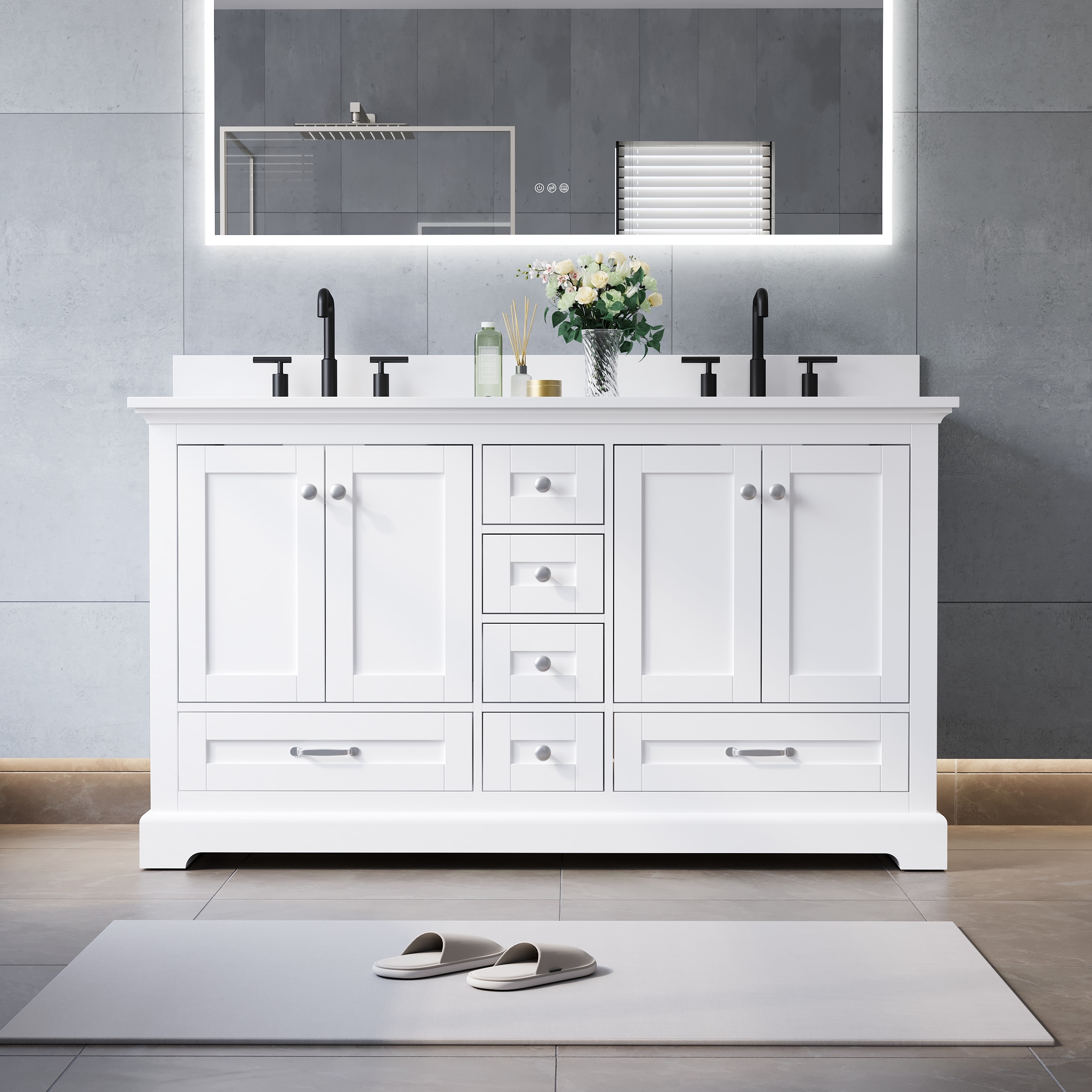 Forclover Assembled Solid Wood Bathroom Vanity with Undermount Sink and White Cultured Marble Top
