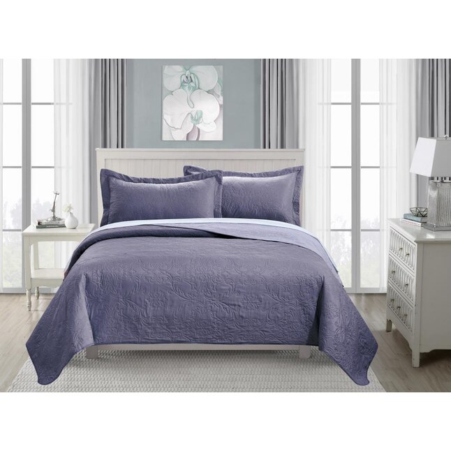 Rt Designers Collection Park Avenue Purple Lilac Medallion Reversible King Quilt Microfiber With Polyester Fill In The Comforters Bedspreads Department At Com Rt Designers Collection Park Avenue, Lilac King Size Bedspread
