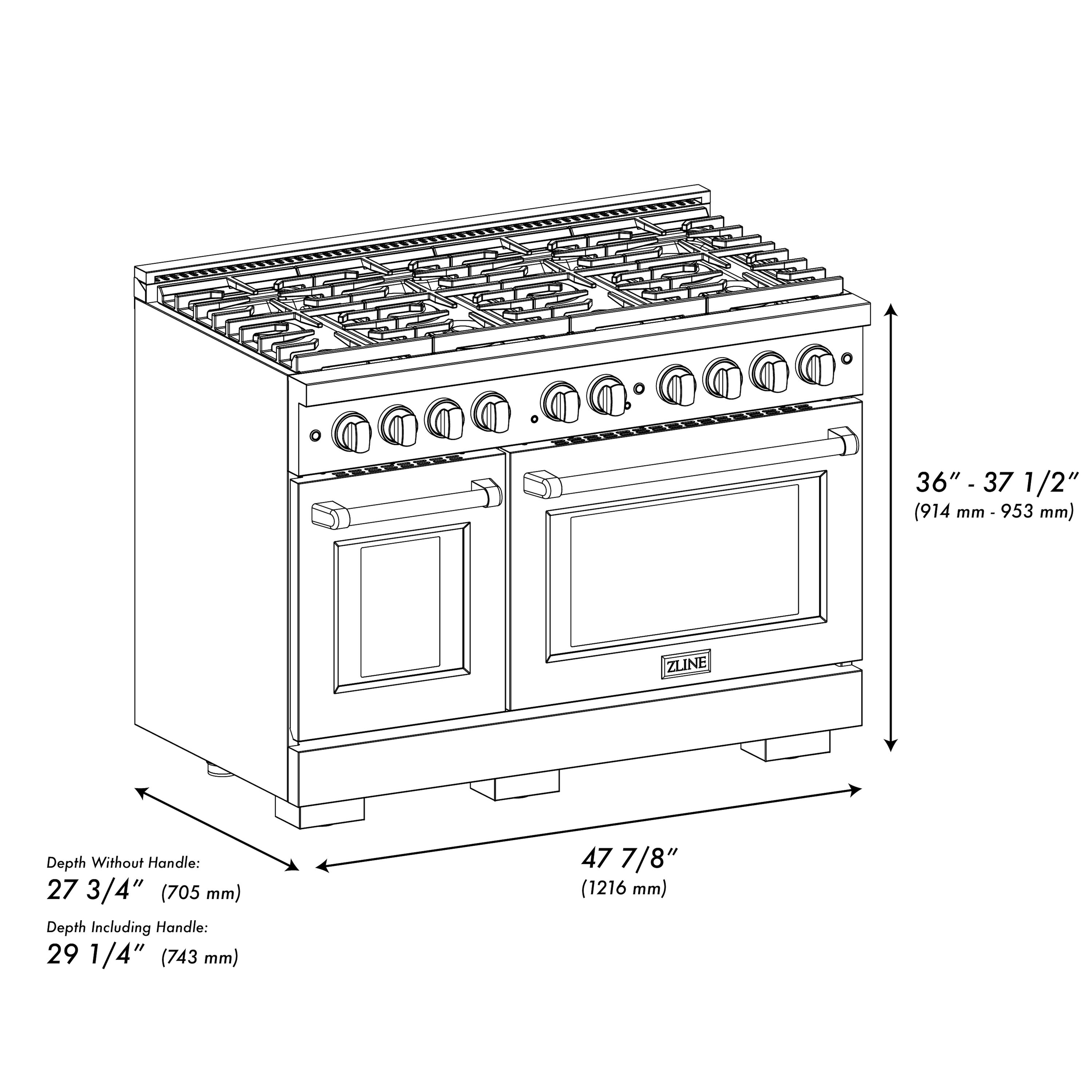 ZLINE KITCHEN & BATH Paramount 48-in 8 Burners 4.2-cu ft / 2.5-cu ft ...