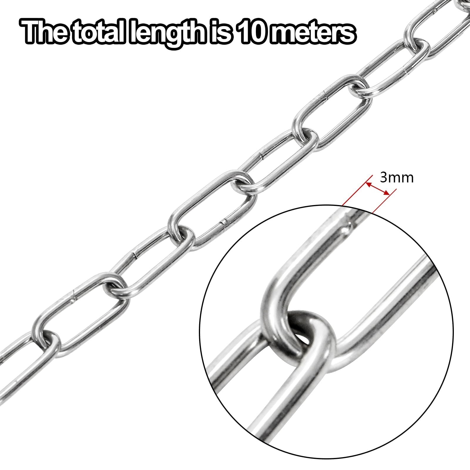 Etokfoks  1 Pack 32 8 ft 1 8 in Stainless Steel Chain Welded Plated Finish for Hanging Plants and Anti Theft