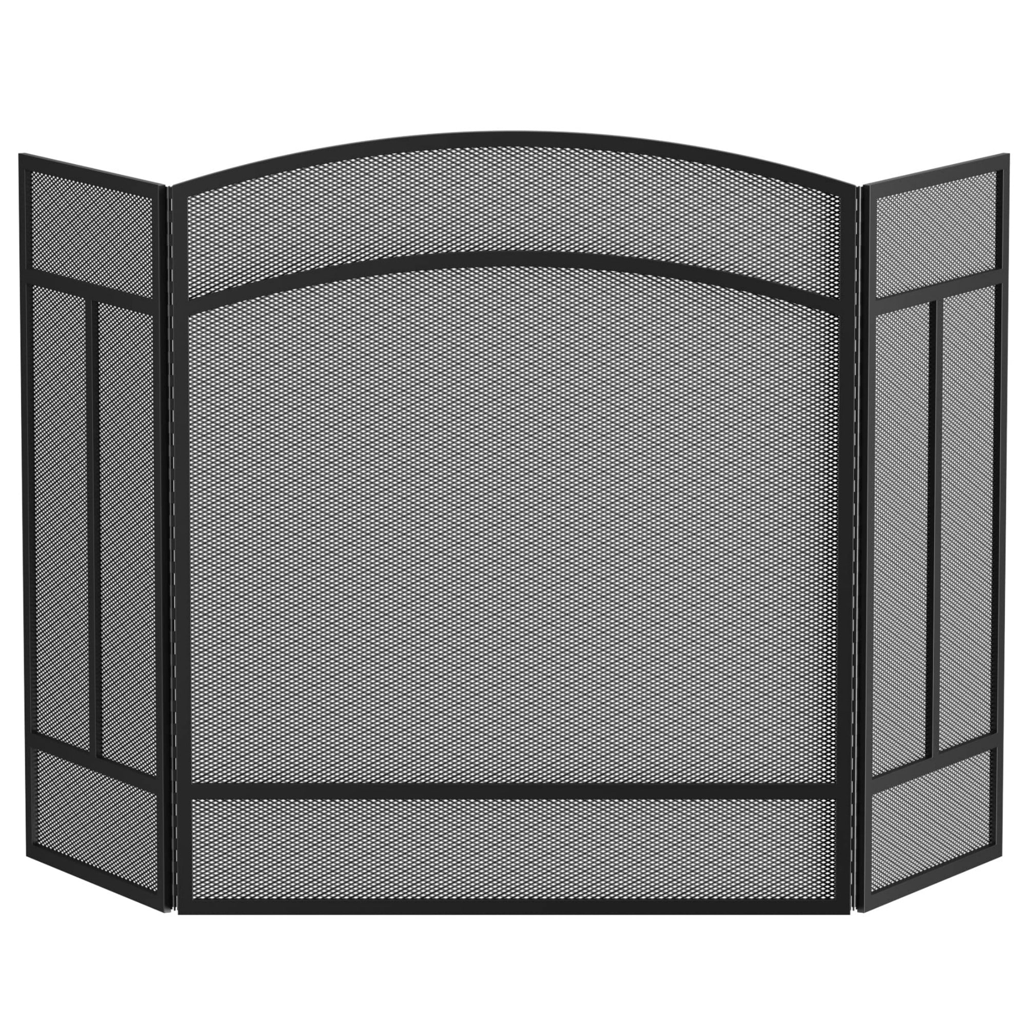 Numhew 48-in W x 29-in H Black 3-Panel Wrought Iron Fireplace Screen