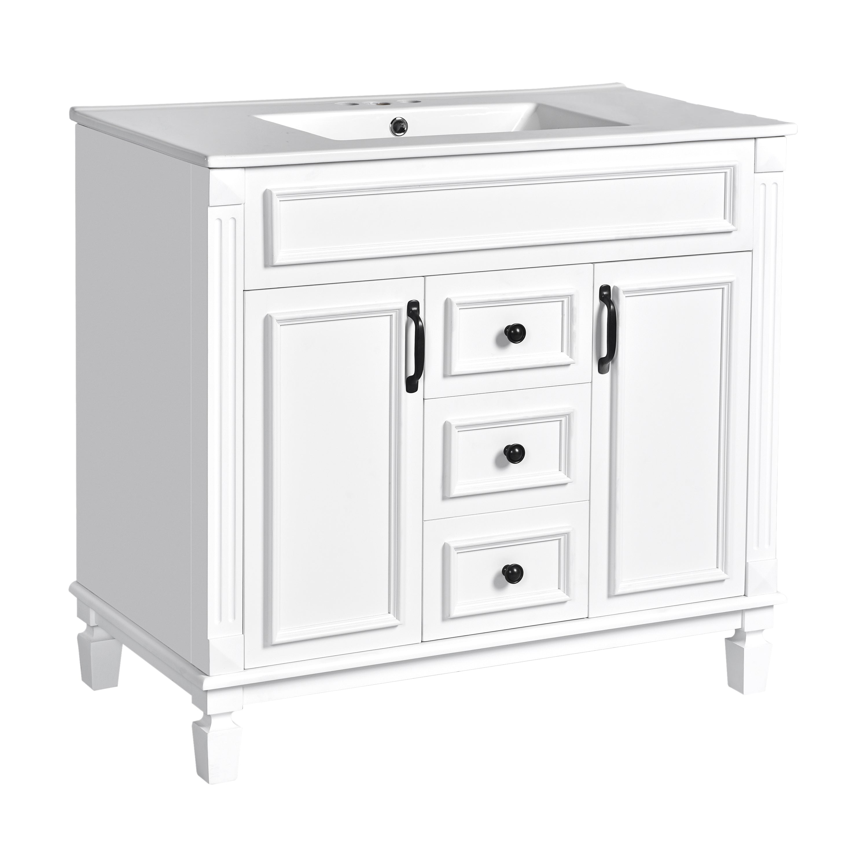 Tatayosi TP230231K 36 Inch Bathroom Vanity with Top Sink Modern Bathroom Storage Cabinet with 2 Soft Closing Doors and 2 Drawers Single Bathroom Vanity
