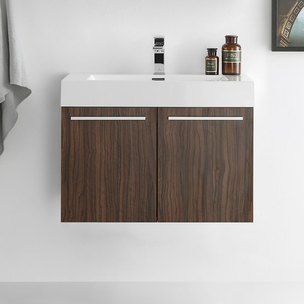 Fresca Vista 30-in Walnut Single Sink Floating Bathroom Vanity with ...