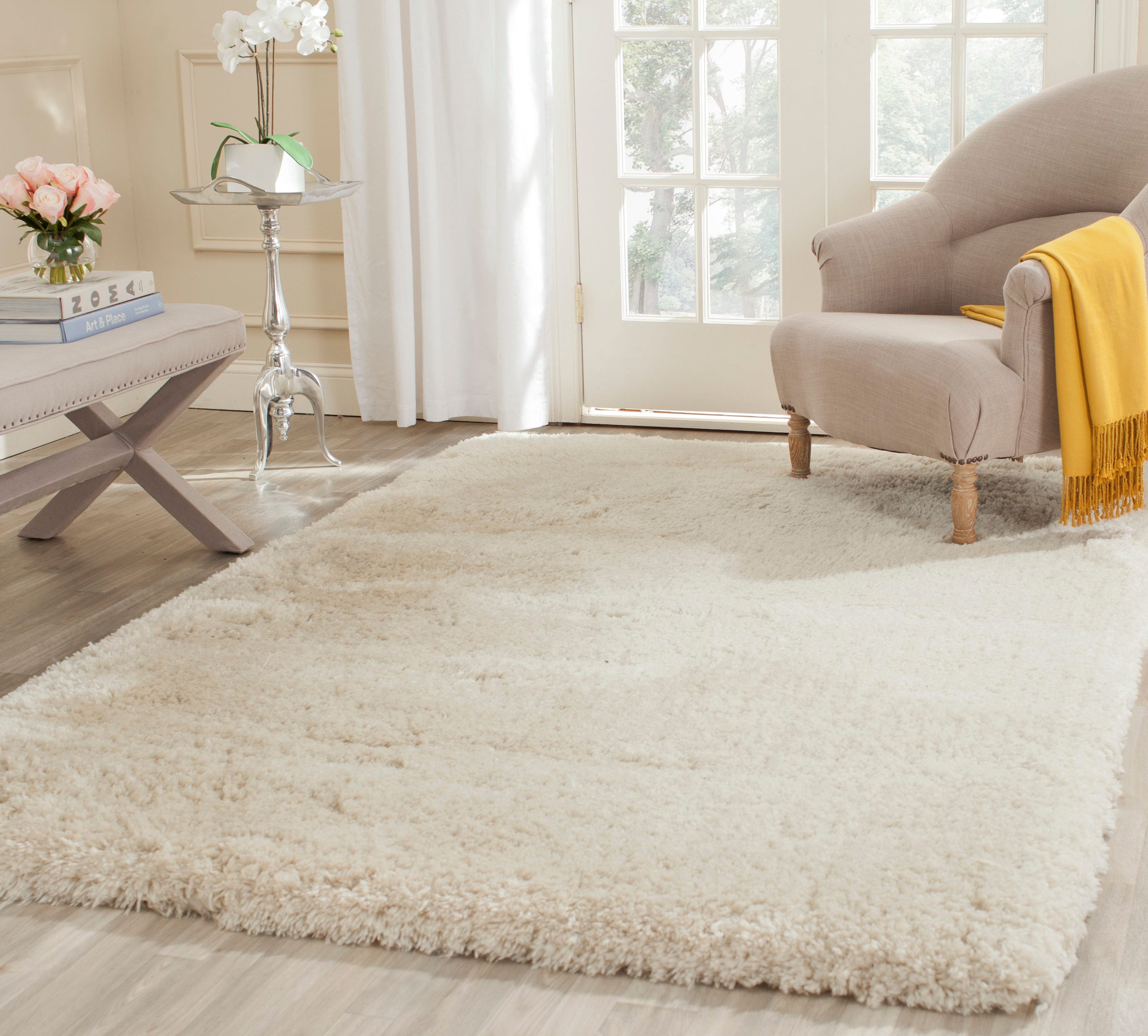 Safavieh Arctic Shag 5 X 7 (ft) Light Beige Indoor Solid Area Rug ...