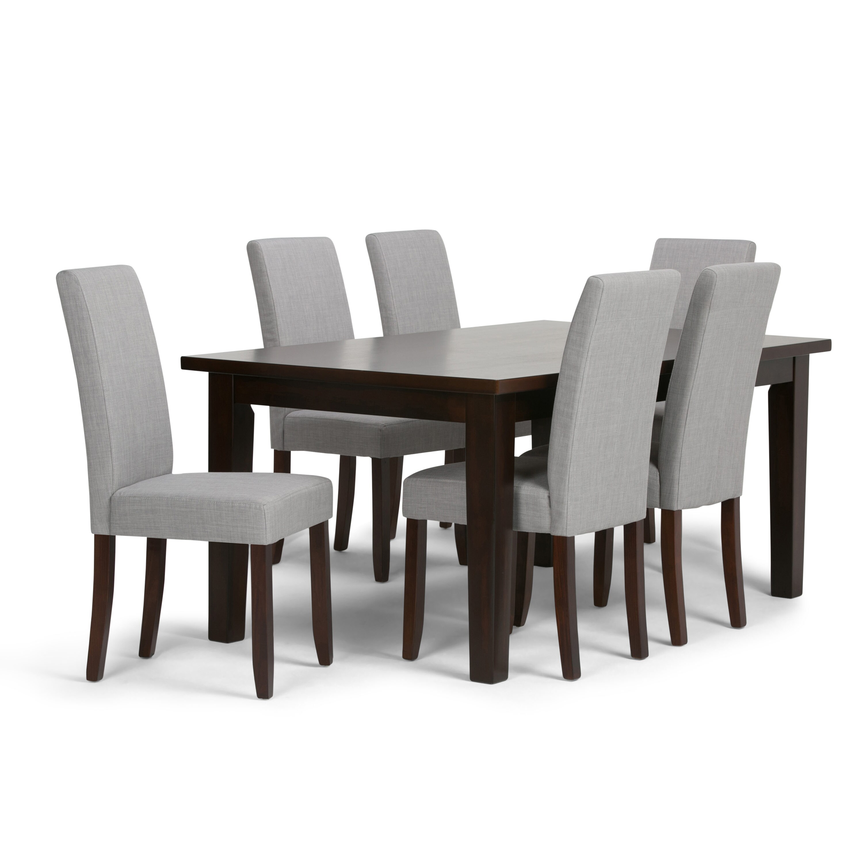 Simpli Home AXCDS7-ACA-DGL Acadian Dove Grey Transitional Dining Room Set with Rectangular Table (Seats 6)