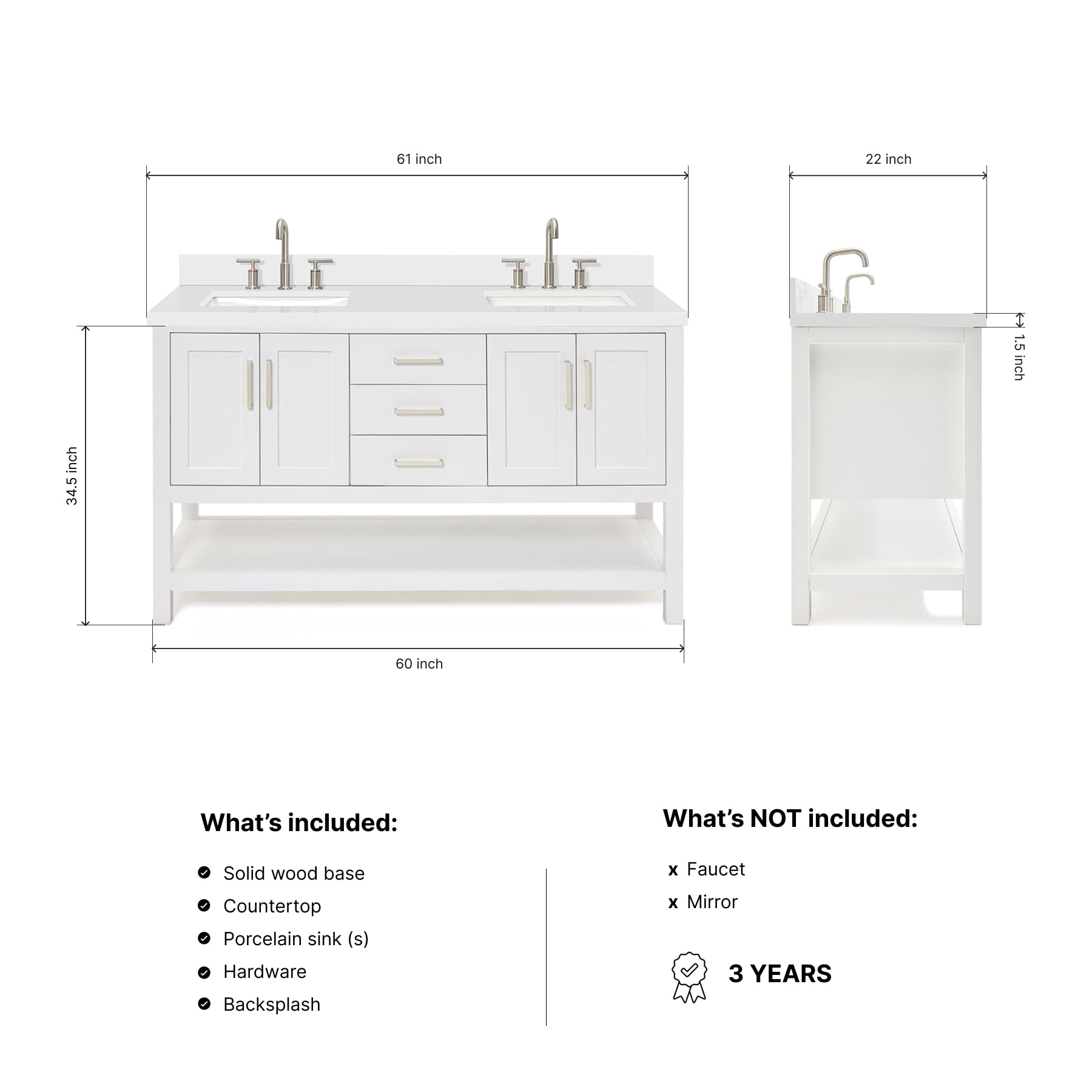 ARIEL S061DWQRVOWHT Bath-Vanity-Combo - View #4
