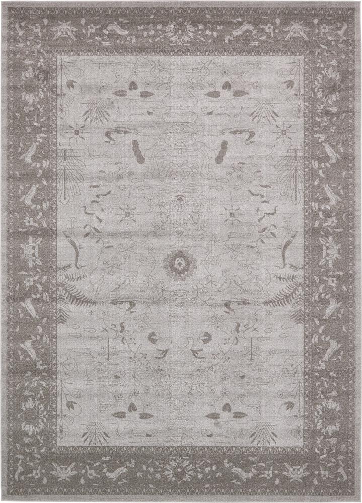Unique Loom 3133376 Floral La Jolla 10 x 14 (ft) Loomed Polypropylene Light Gray/Dark Gray Rectangular Indoor Floral/Botanical Area rug