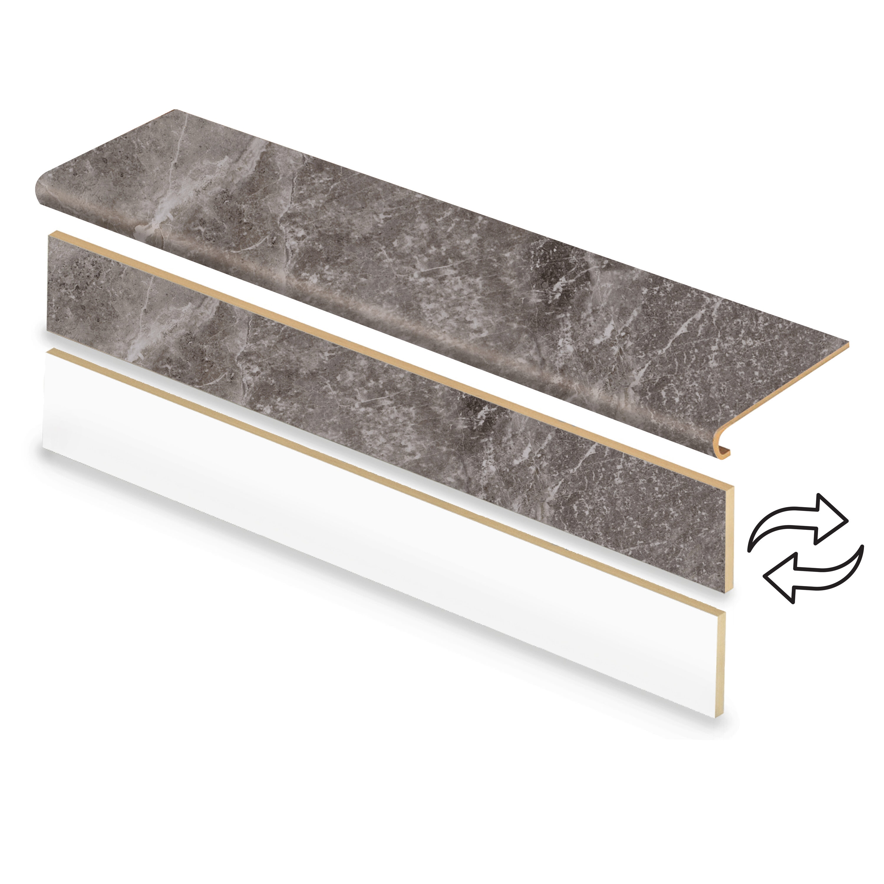 Zamma Cap A Tread Stair Renewal System 47-in x 12.125-in x 1.6875-in Weathered Marble Type 1 Kit with Reversible Riser Vinyl Bullnose Stair Tread #20C073878
