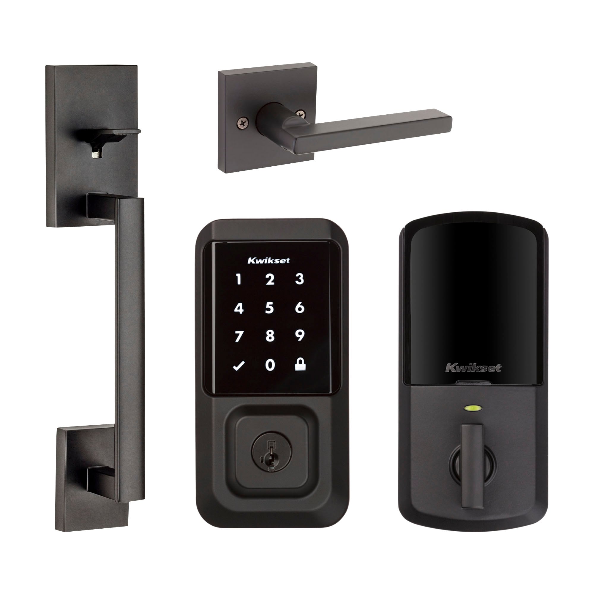 Kwikset Halo Touchscreen Keyless Entry Door Lock with San Clemente Matte Black Single  Handleset with Halifax Lever