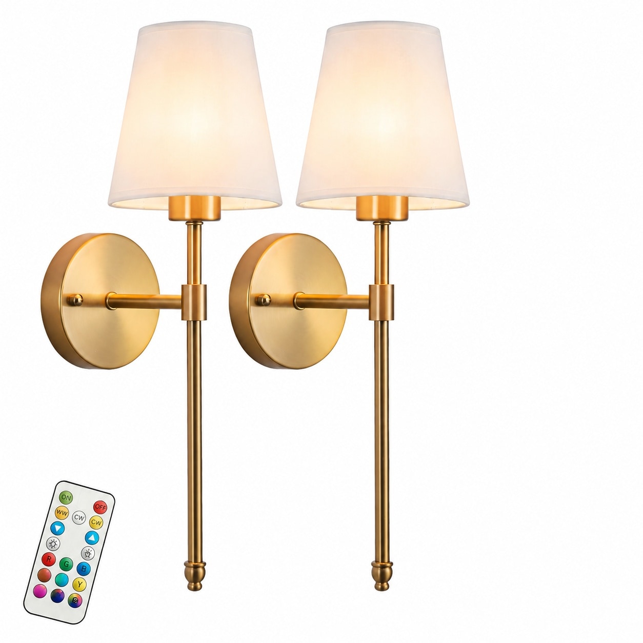 Aoibox  cord free Wall Sconces Set of 2 with listed specifications Dimmable Bulbs Remote Control and 10 Colors