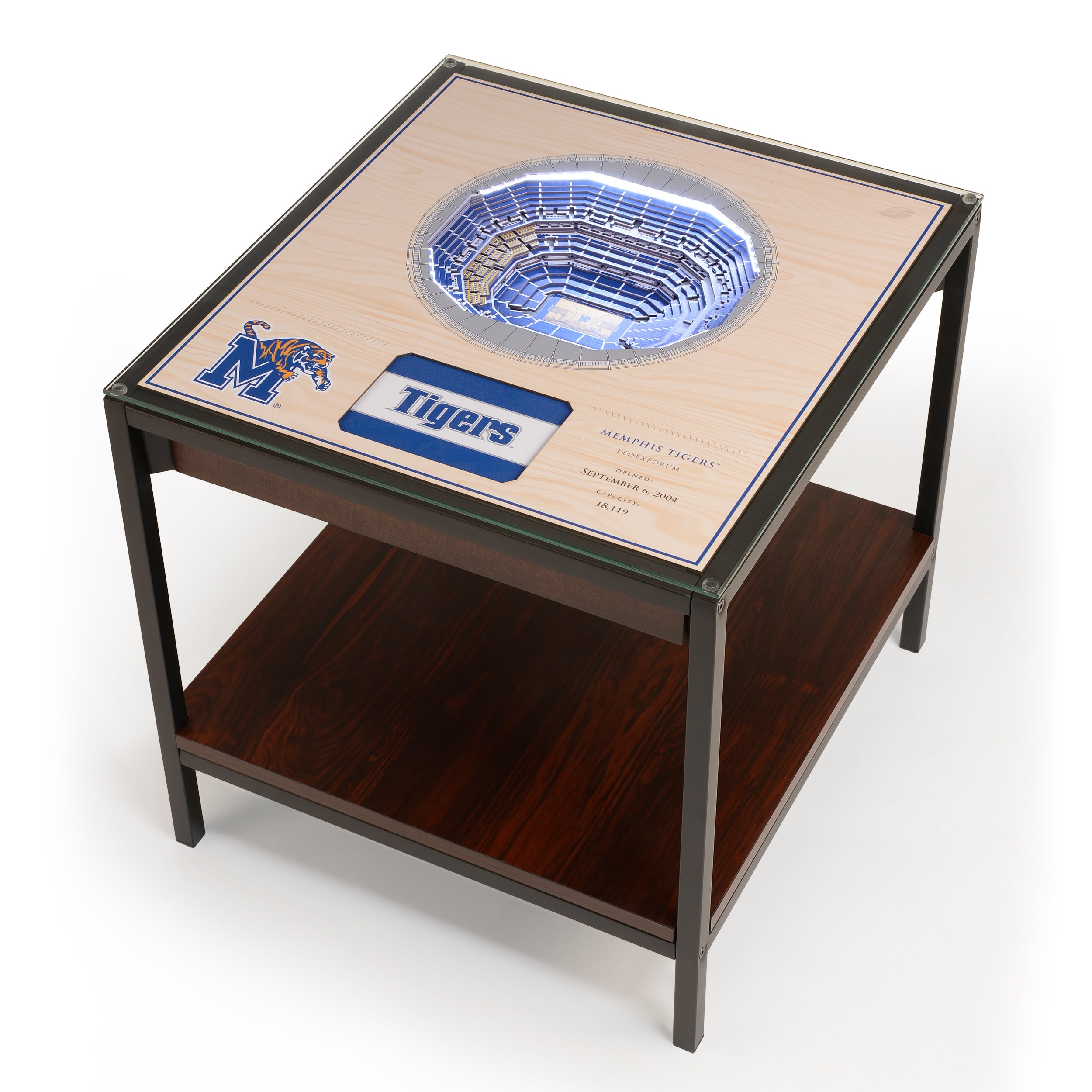 StadiumViews 8492659 25-Layer StadiumView Lighted End Table 22-Inches W x 22.25-Inches H Team Colors Glass Square Modern End Table with Storage Assembly Required
