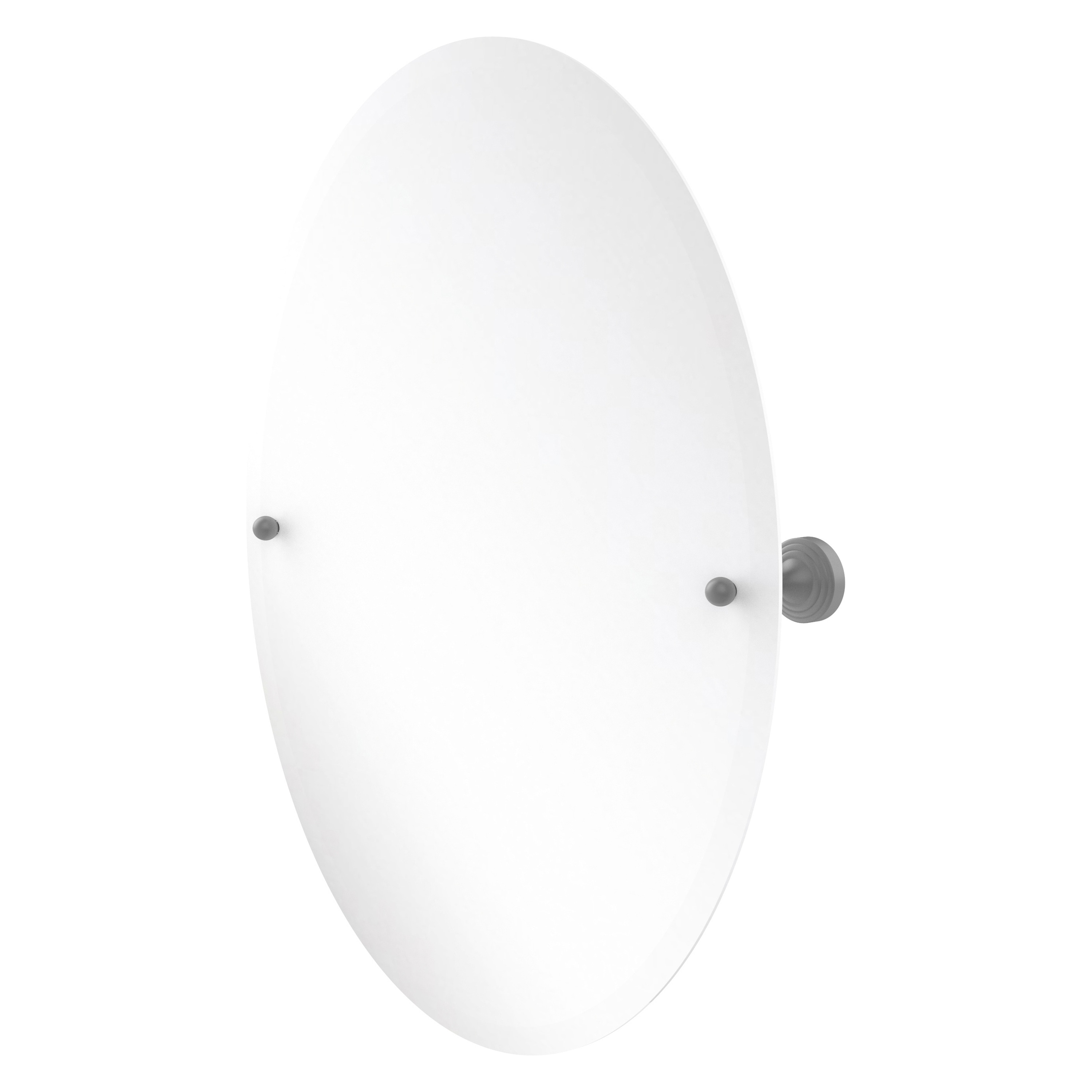 Allied Brass SG-91-GYM Sag Harbor 21-Inches x 3.6-Inches Beveled Frameless Oval Tilting Bathroom Vanity Mirror ( Matte Gray )