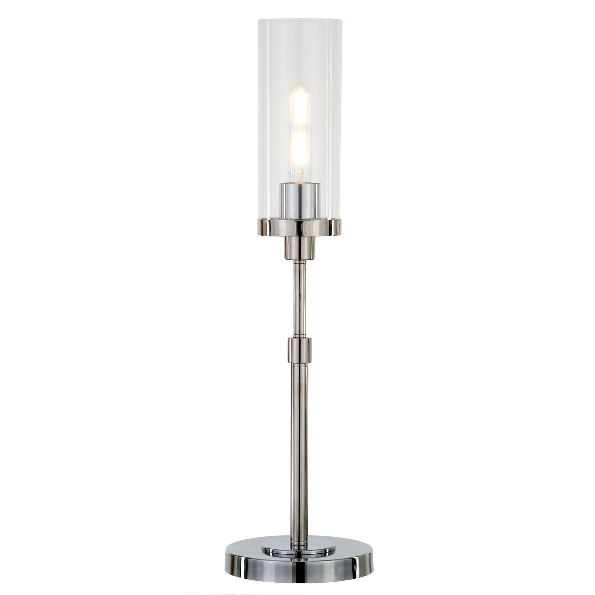 brushed nickel table lamp with glass shade