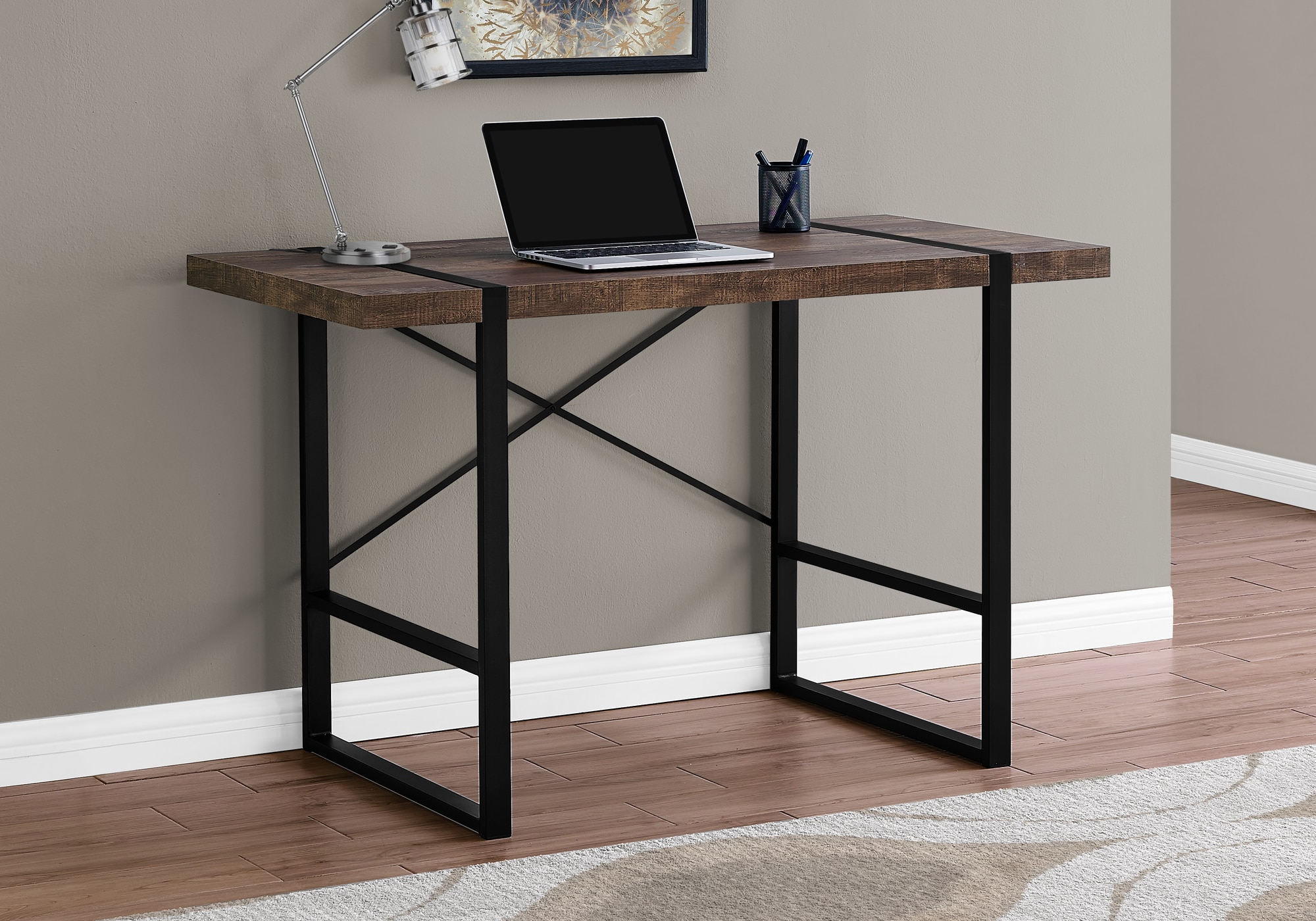 Monarch Specialties 49-in Brown Modern/Contemporary Rubberwood Computer ...