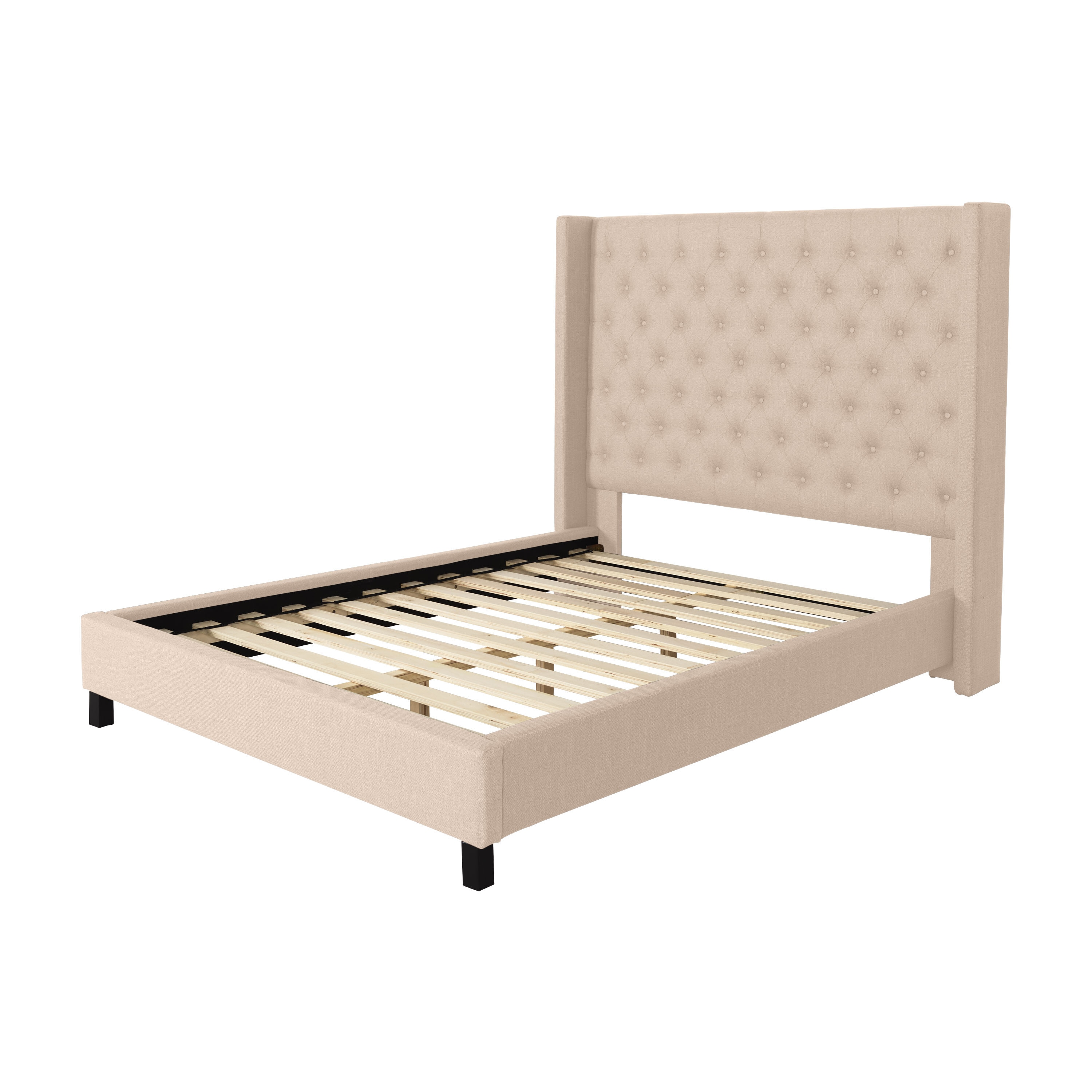 CorLiving Fairfield Cream Queen Upholstered Bed in the Beds department ...