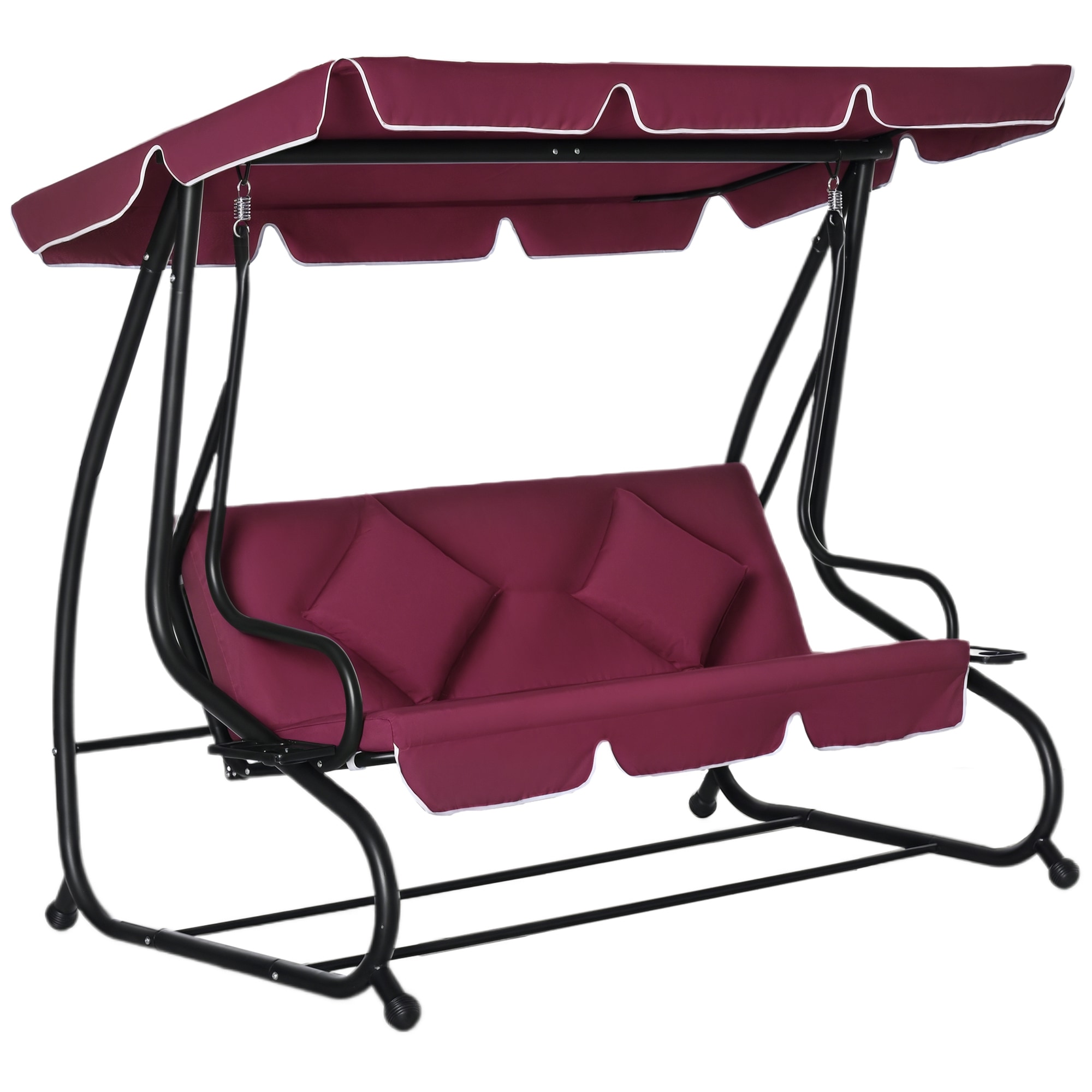 Forclover Patio Swing Bench 78.75-in W x 64.5-in H Red,Black Steel Glider Bench