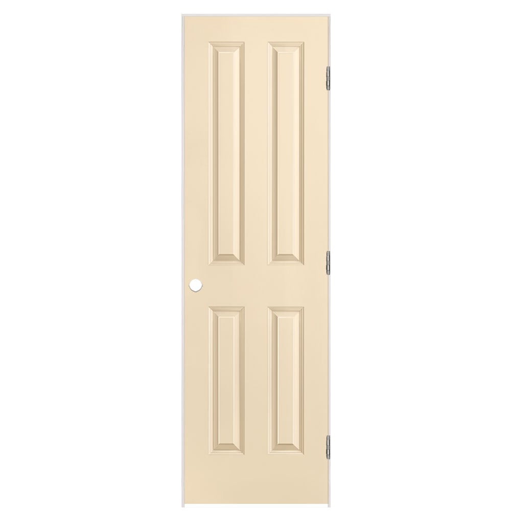 Masonite 1316293 24-in x 80-in Cream N Sugar Hollow core 4 panel square Right hand Smooth Prefinished Molded composite Flat Jamb Single Prehung Interior Door