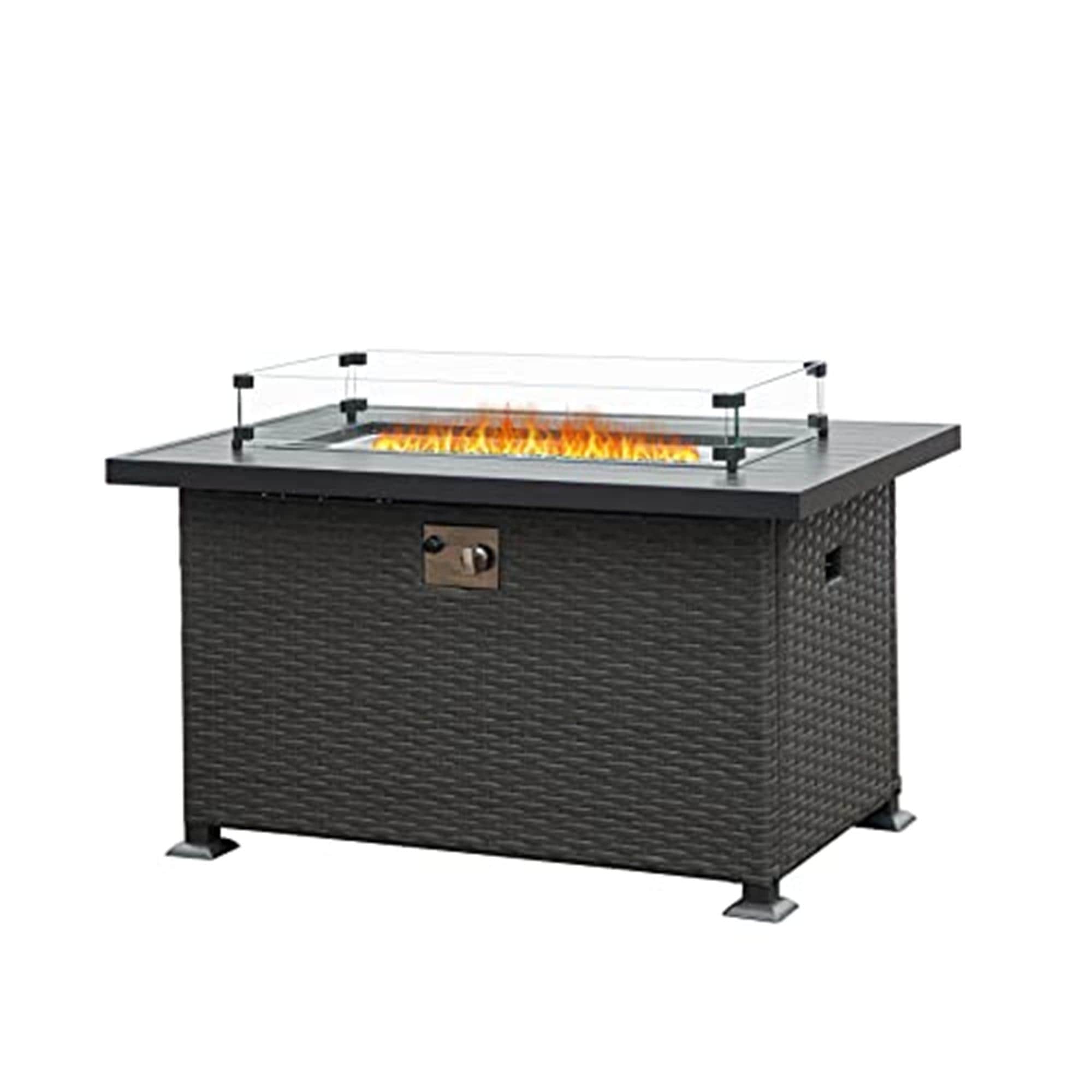 Bayfeve BFCPL-185935-FP 43.31-in W 50000 Maximum BTUs Wicker Rectangle Liquid propane Fire pit table